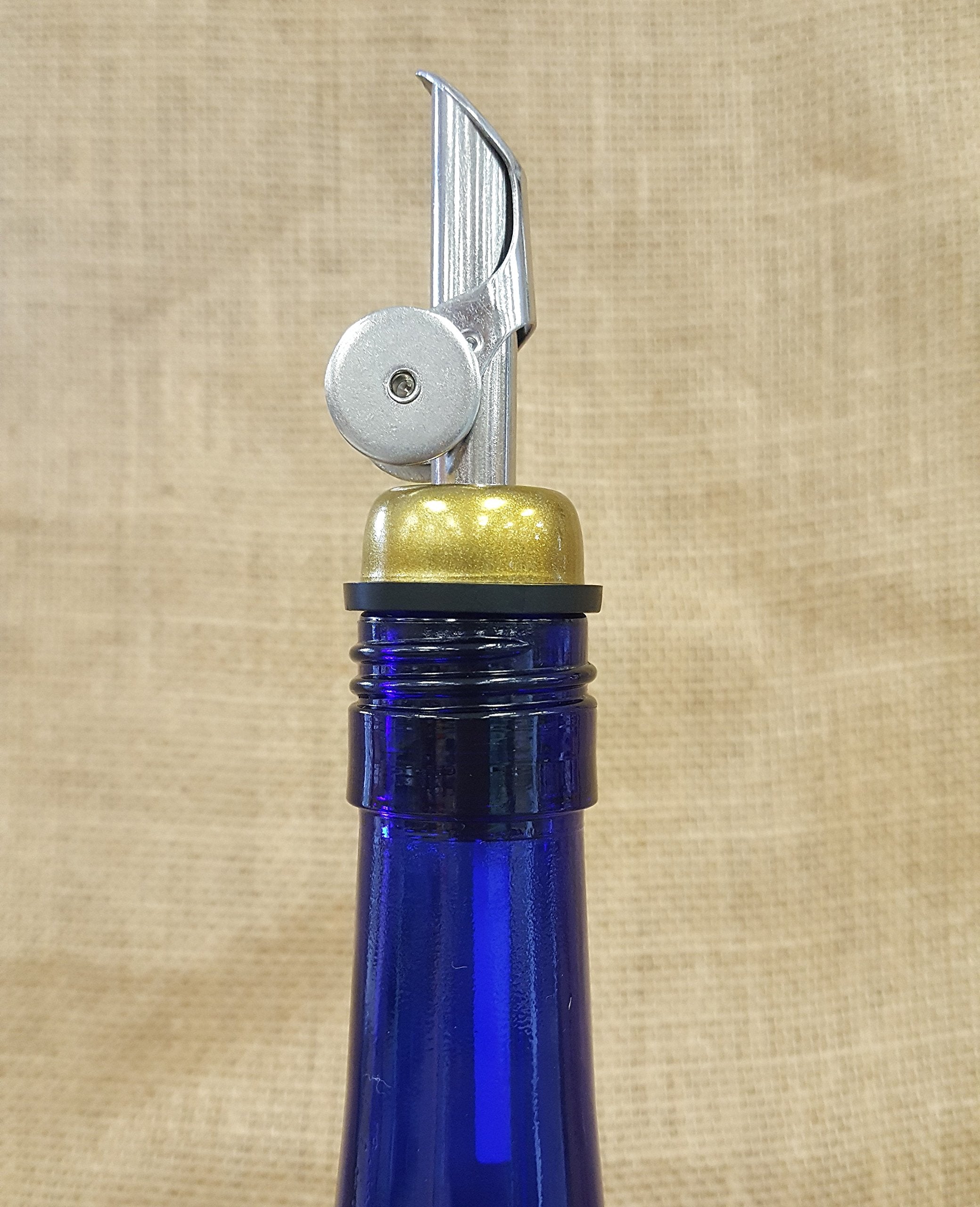 Set Of 2 Stainless Steel/Gold Weighted Olive Oil Pourer With Flap W/Signature Picks