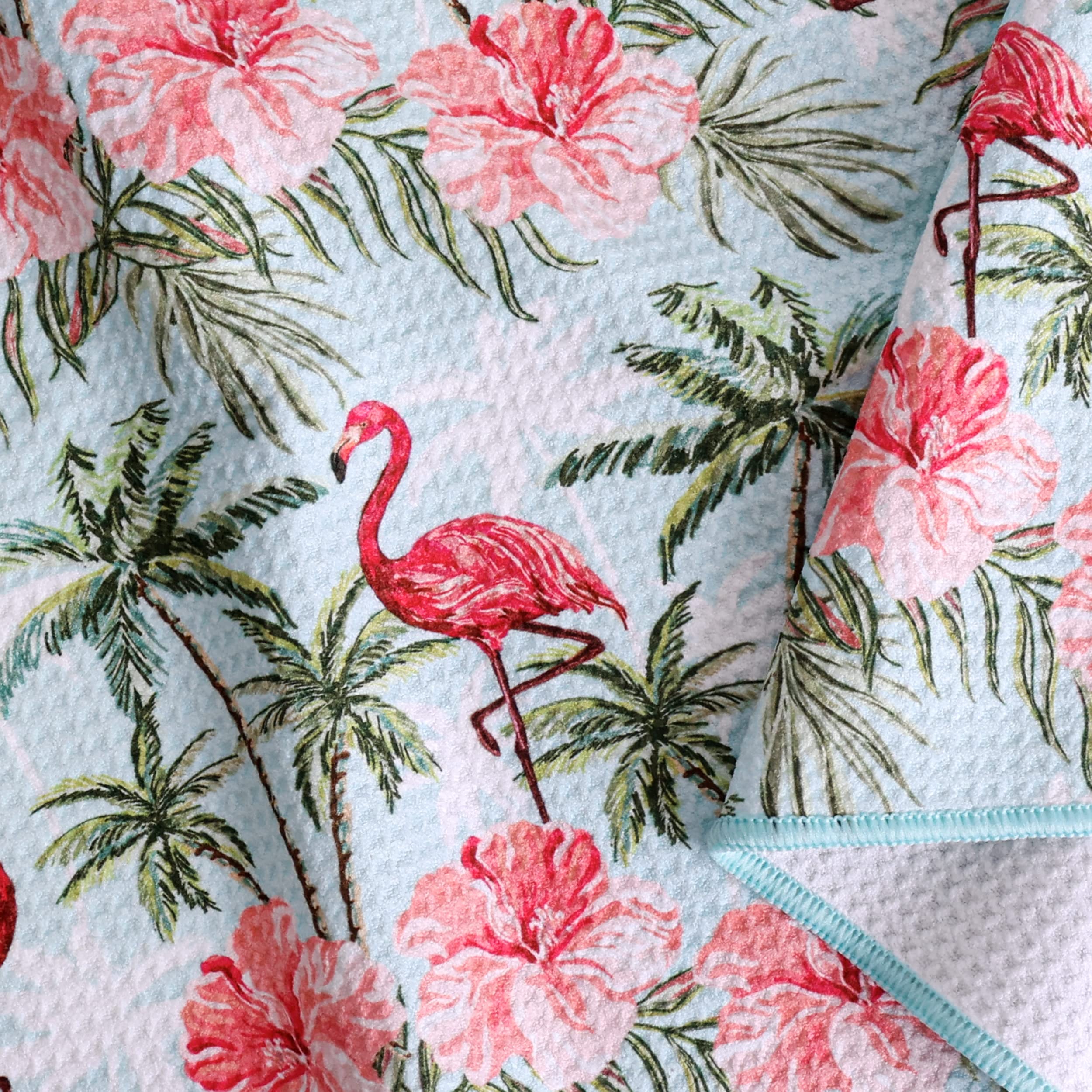 Flamingo Paradise Golf Towel with Clip for Women and Men  Microfiber Waffle and Ball Towels  Set of 2