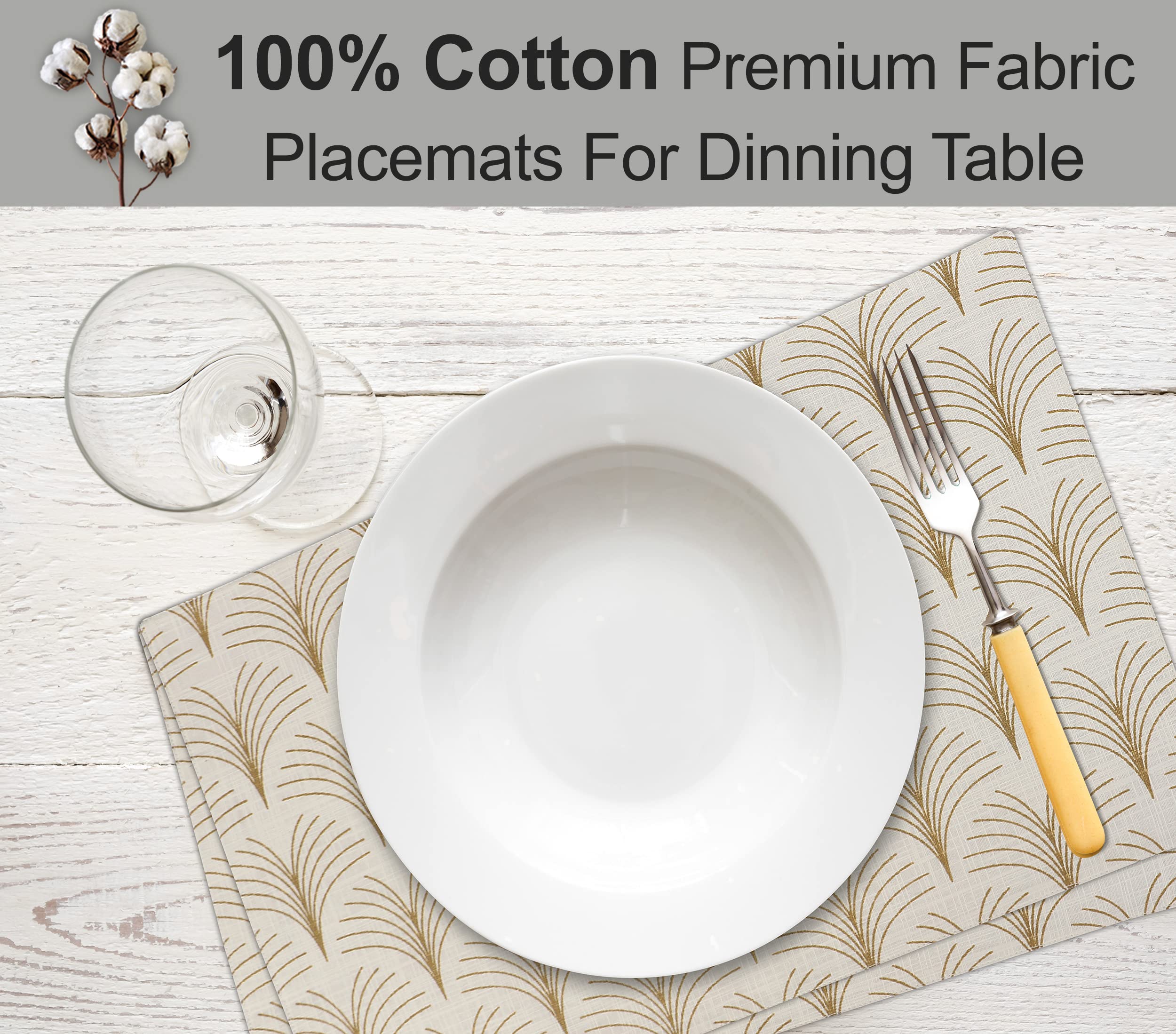 Ruvanti Placemats 100% Cotton 13 X 19 Inch, Dining Table Placemats Set Of 6, Modern Place Mats For Dining Table Decor, Kitchen A