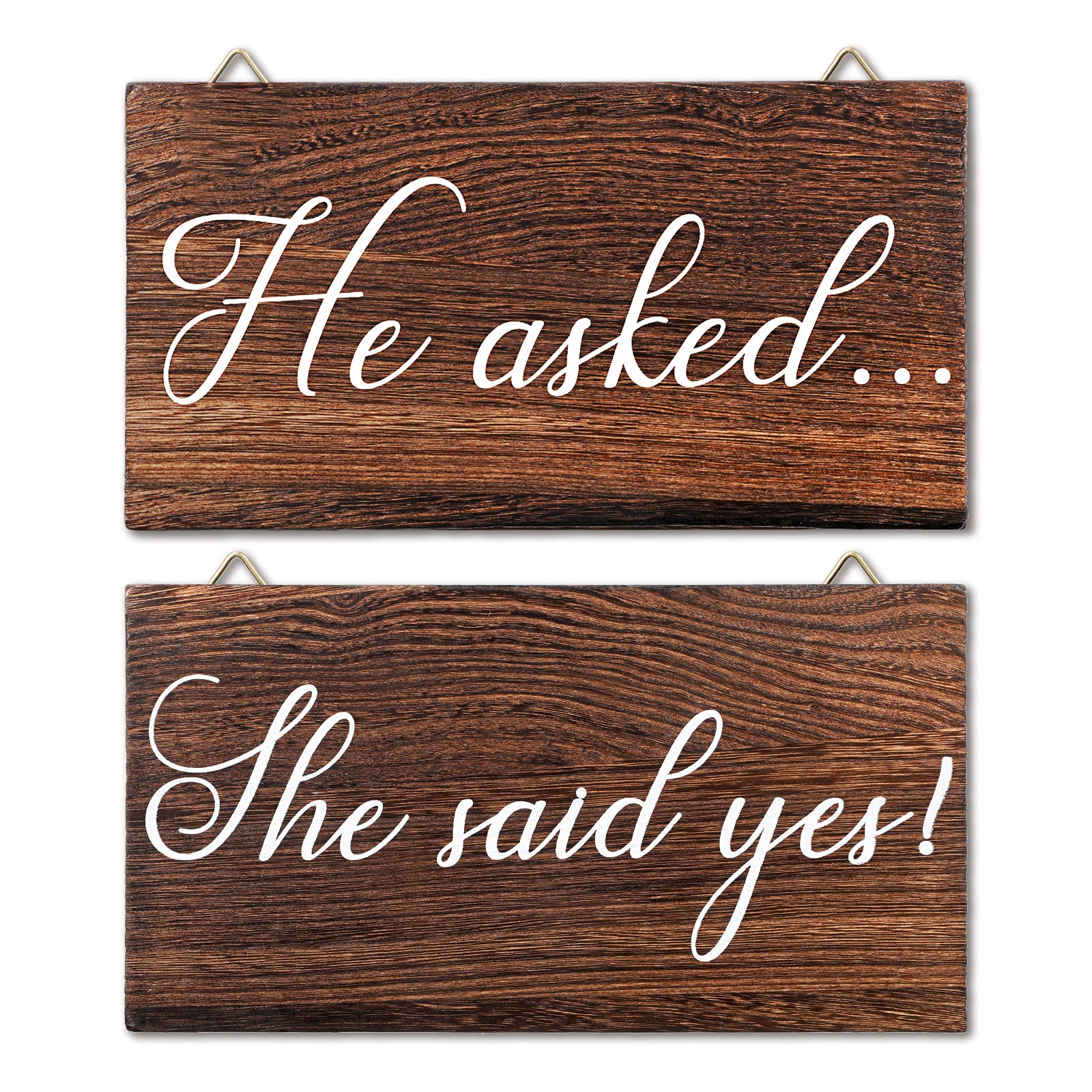 Blulu 2 Pieces She Said Yes Sign Wedding Engagement Decor Photo Props Sign for Party Wall Decor Wood Hanging Handmade Couple Kee