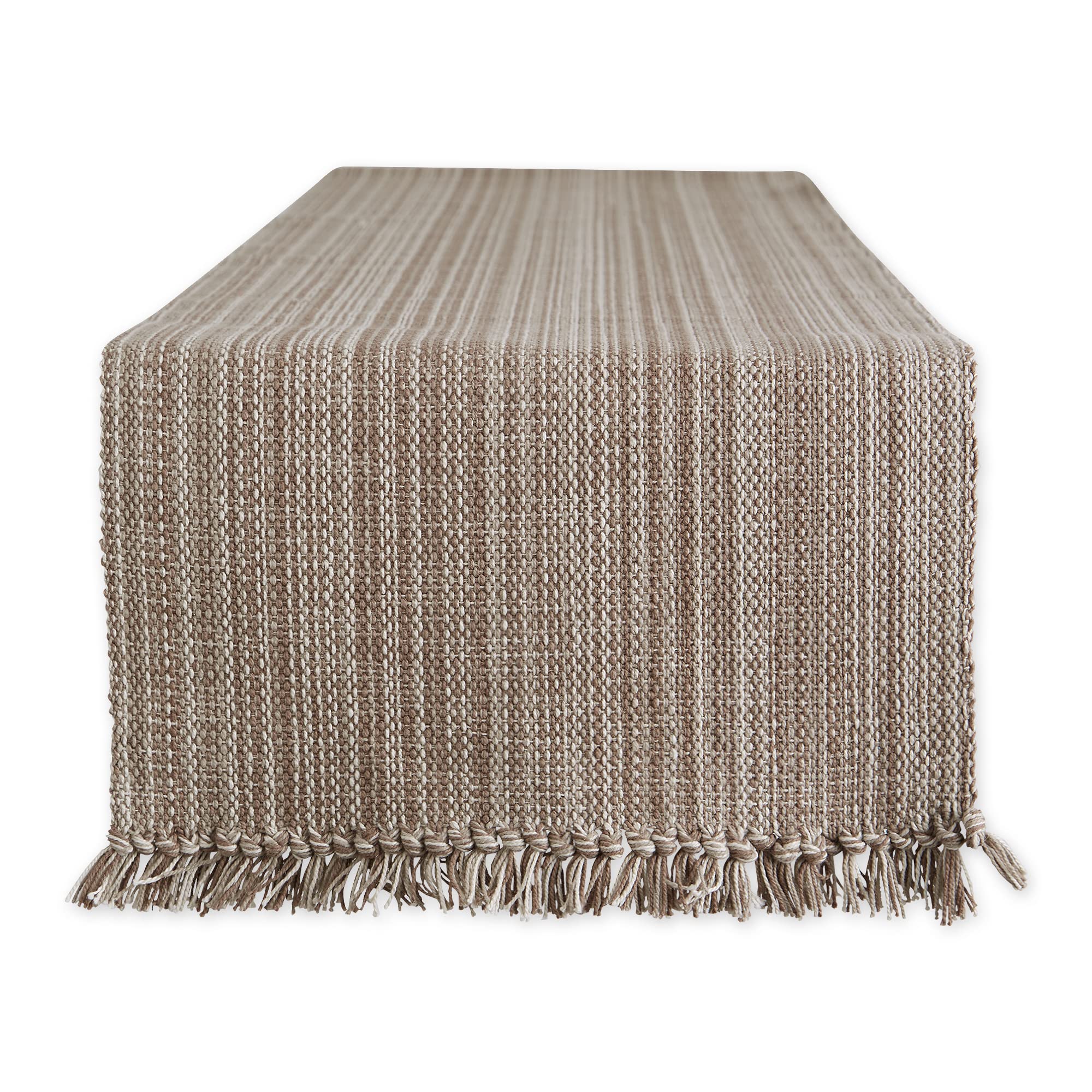 MUSHROOM VARIEGATED FRINGE TABLE RUNNER 13x108