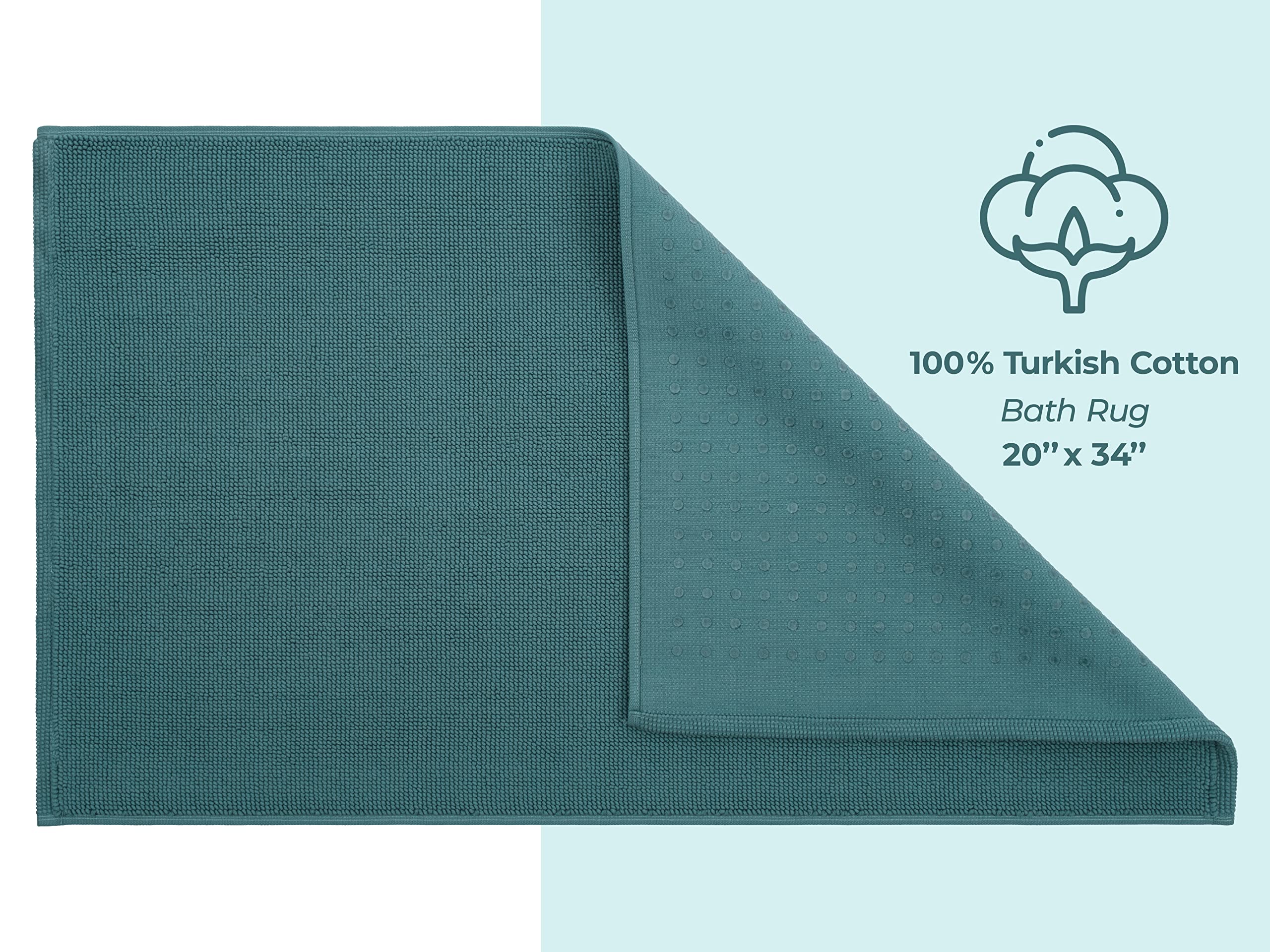 American Soft Linen Bath Rug, 20 In 34 In 100% Cotton Bath Mats Rugs For Bathroom, Non Slip Washable Shaggy Form Area Rugs, Colo