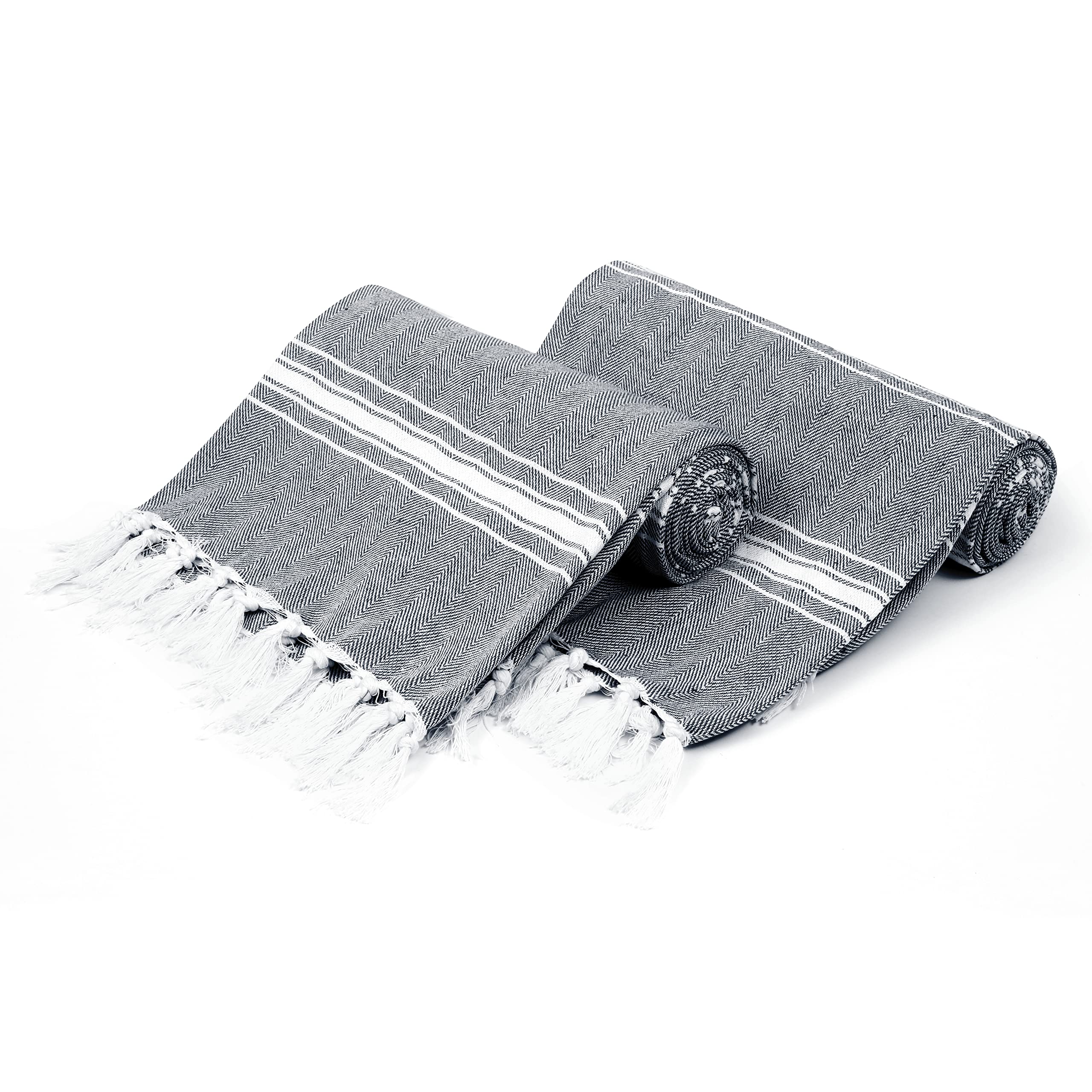 Belizzi Home Turkish Beach Towel -Large Beach Towels Oversized 2 Pack - Soft Durable Compact Lightweight Quick Dry Sand Free Bat