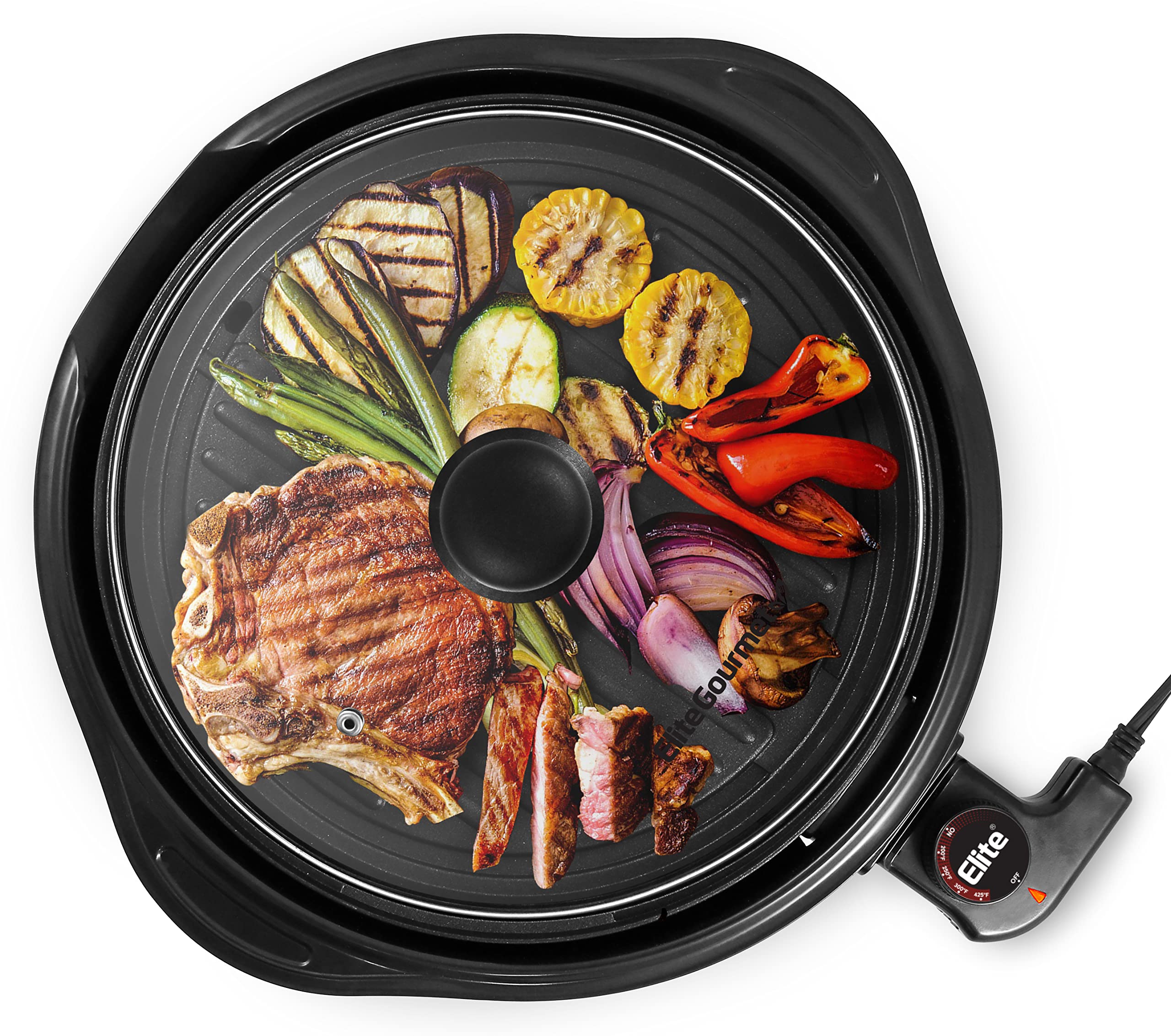 Elite Gourmet Emg1100 11 Electric Indoor Nonstick Grill Dishwasher Safe, Cool Touch, Fast Heat Up Ideal Low-Fat Meals, Include