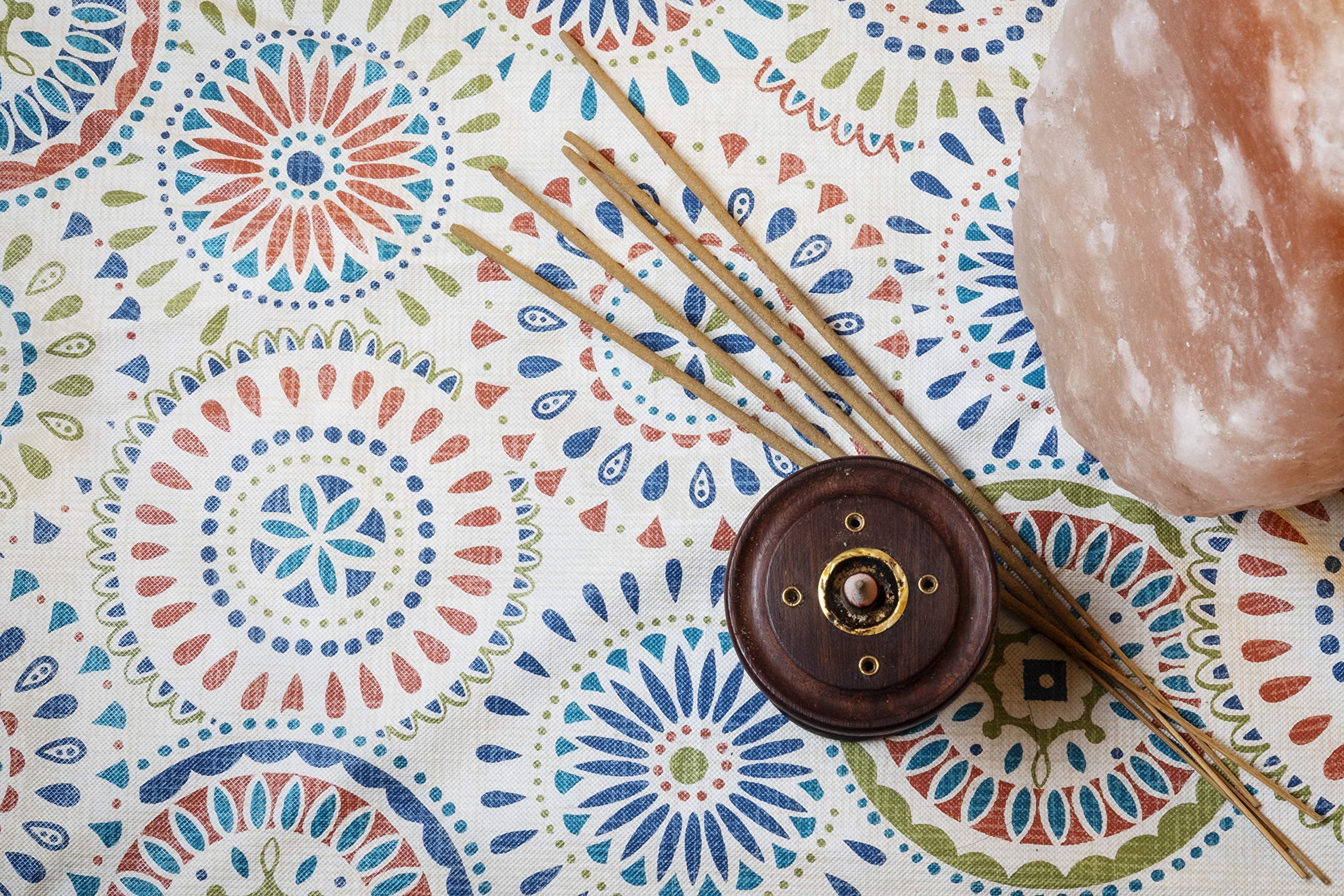 Covers For The Home Deluxe Elastic Edged Flannel Backed Vinyl Fitted Table Cover - Medallion Pattern - Small Round - Fits Tables