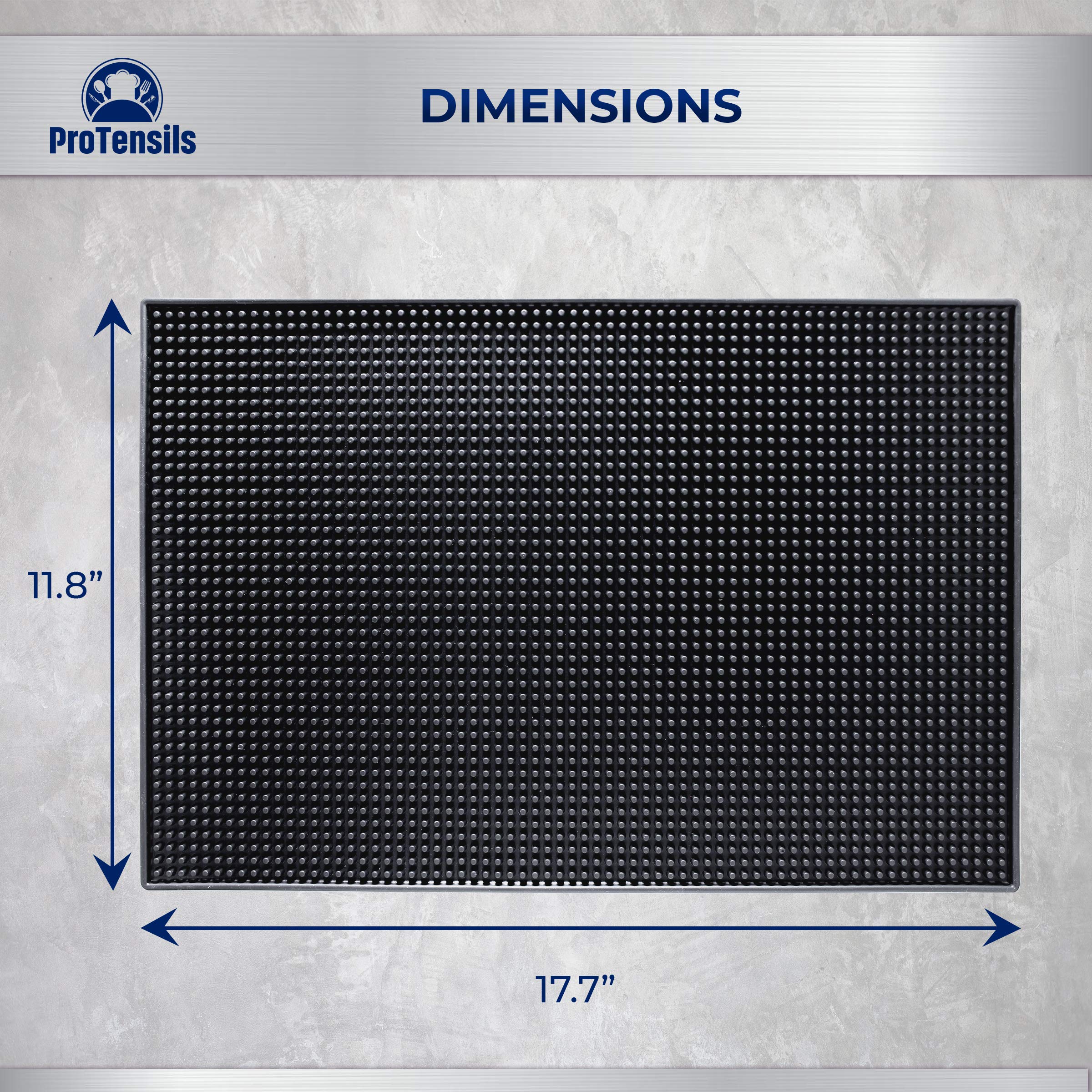 Rubber Bar Mat by ProTensils  18'' x 12''  Black Bar Mats  Bar Service Mat  Black Coffee Bar Mat  Spill Mat for Counter-Top (2 Pieces)