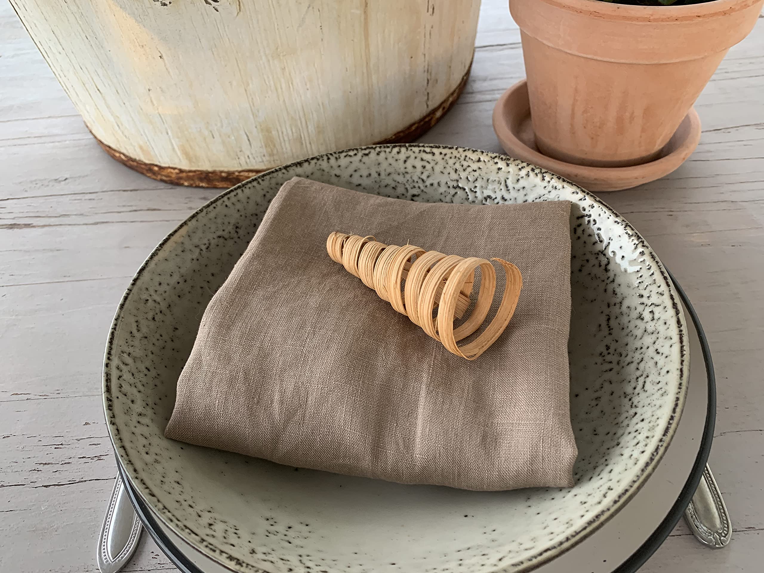 Linen Napkins -100% French Flax - Stonewashed Pure Linen Cloth Napkins - Size 18 Inch X 18 Inch - Set Of 4 (Natural Rustic Taupe