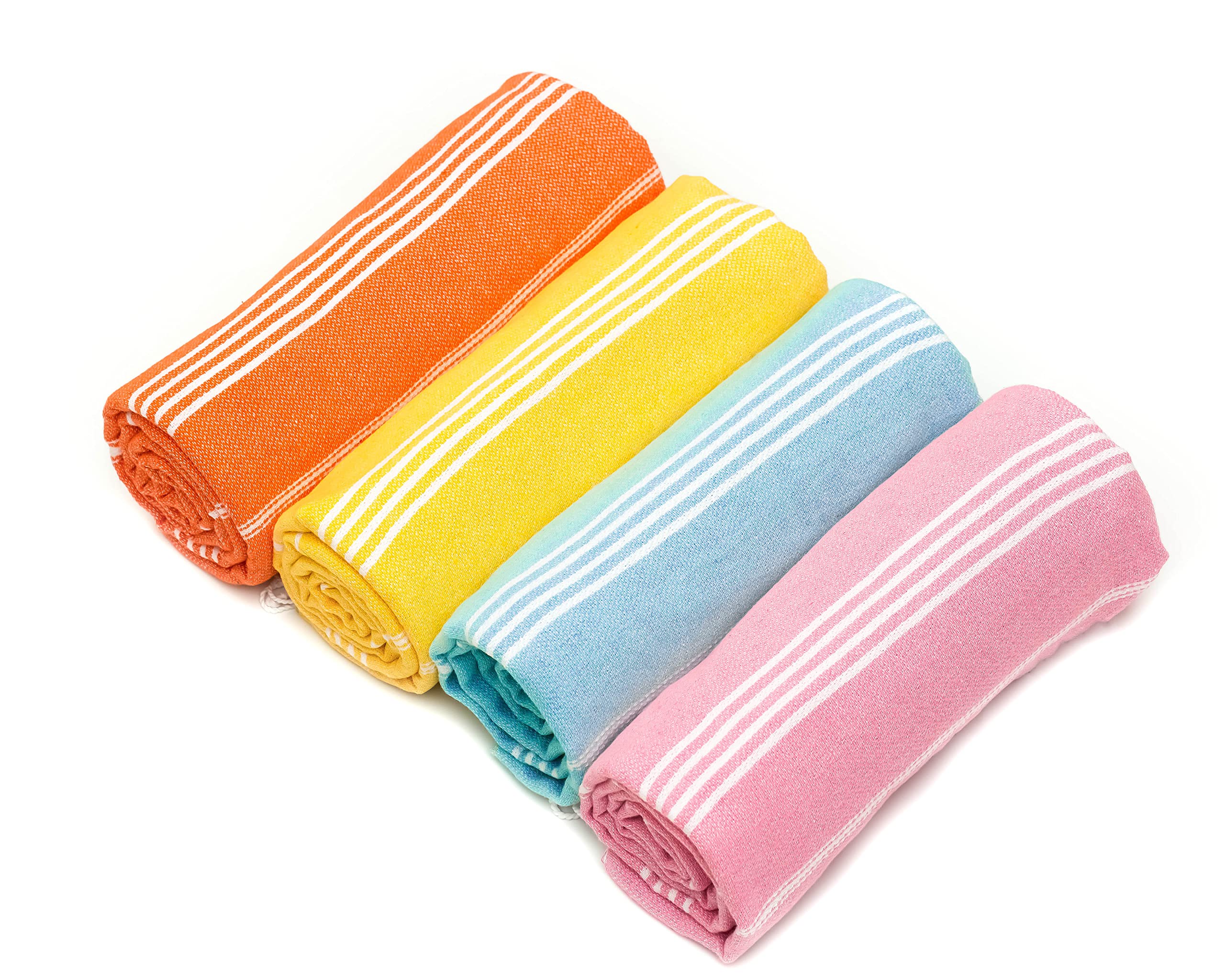 Havluland Set Of 4 Turkish Beach Towel 100% Cotton Oversized 71X39 Turkish Bath Towels Sand Free Beach Towels Lightweight Absorb