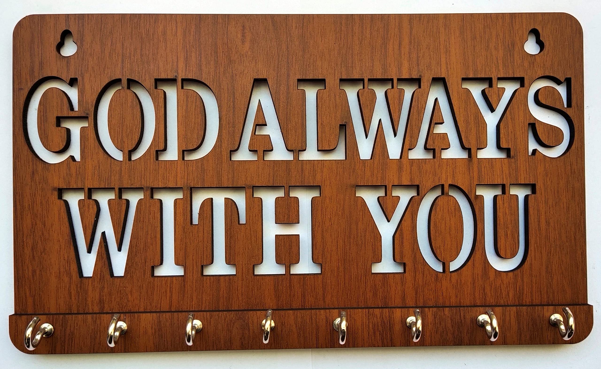 My Dream Carts God Always with You Key Holder for Wall Stylish, Wooden Key Hanger, Key Stand, Keychain Hanger, Key Chain Holders