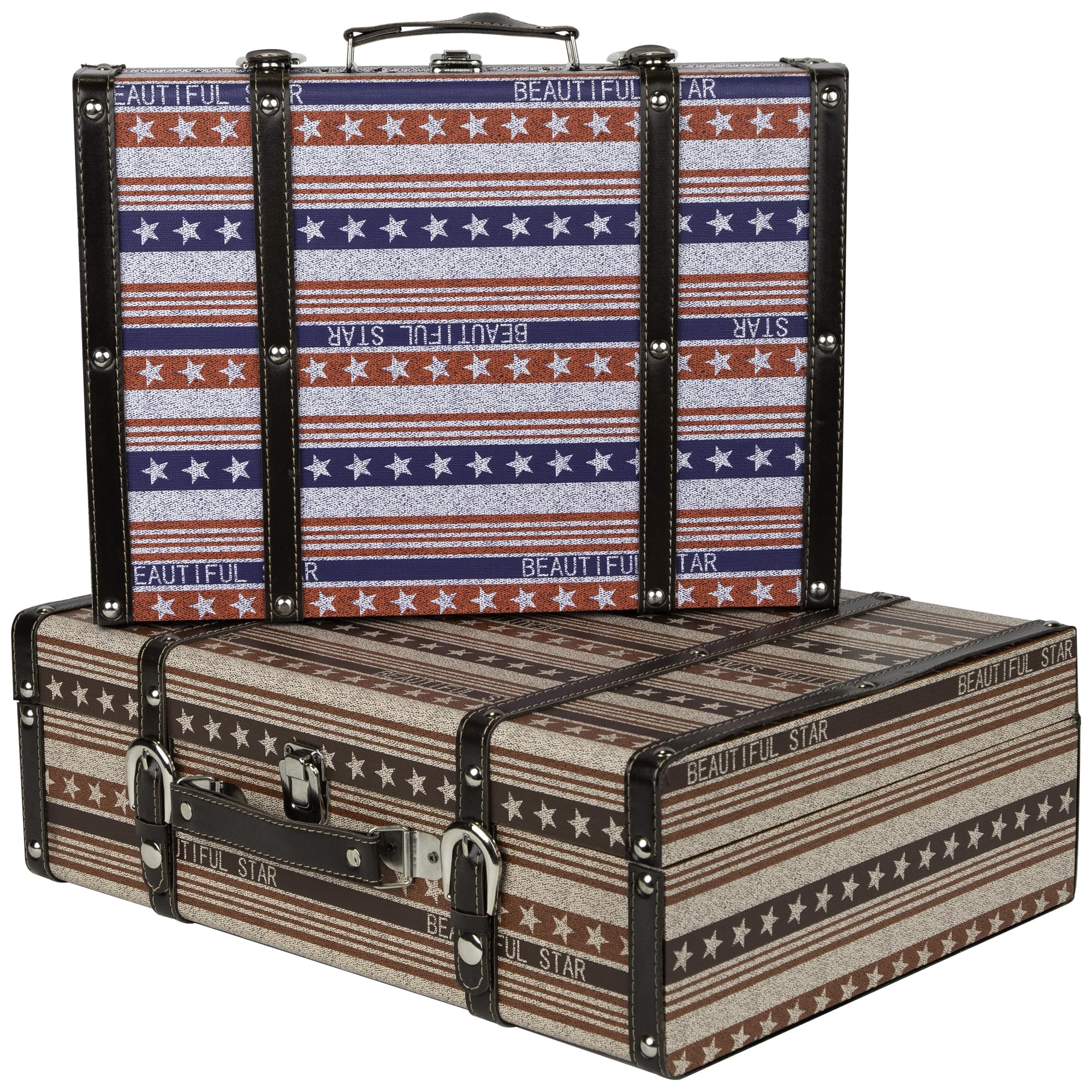 Northlight Vintage-Style Beautiful Star Decorative Luggage Trunks - 17 ...