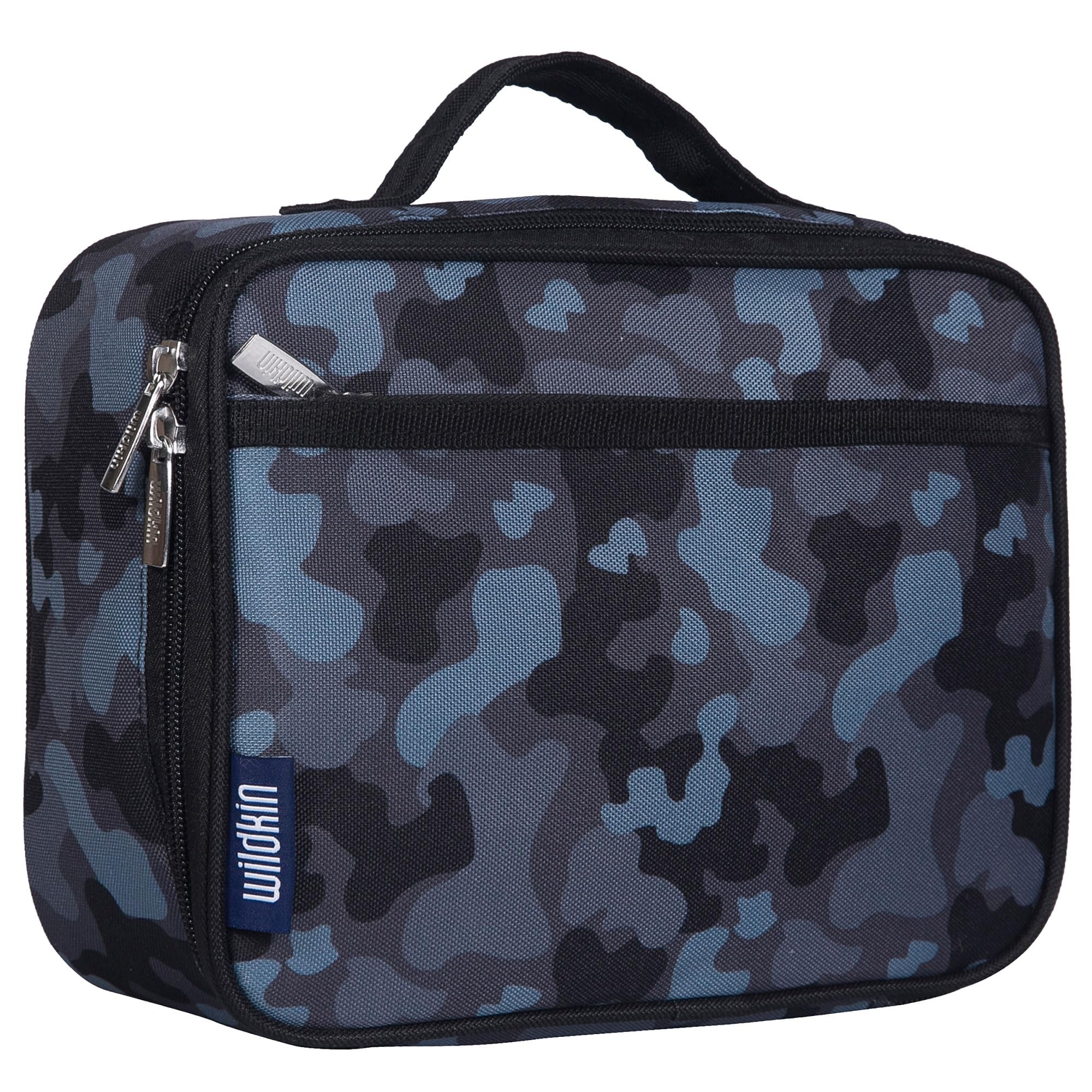 Wildkin Kids Insulated Lunch Box - Durable And Reusable For School & Travel - Black Camo