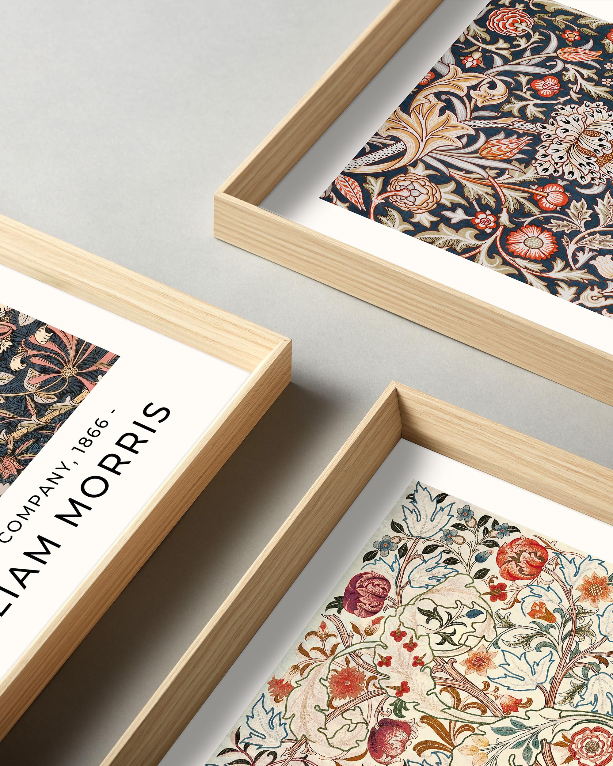 Framed William Morris Canvas Wall Art,Floral Pattern Vintage Poster Wall Decor,16X12In High Framed Wood Design Prints,Minimalist