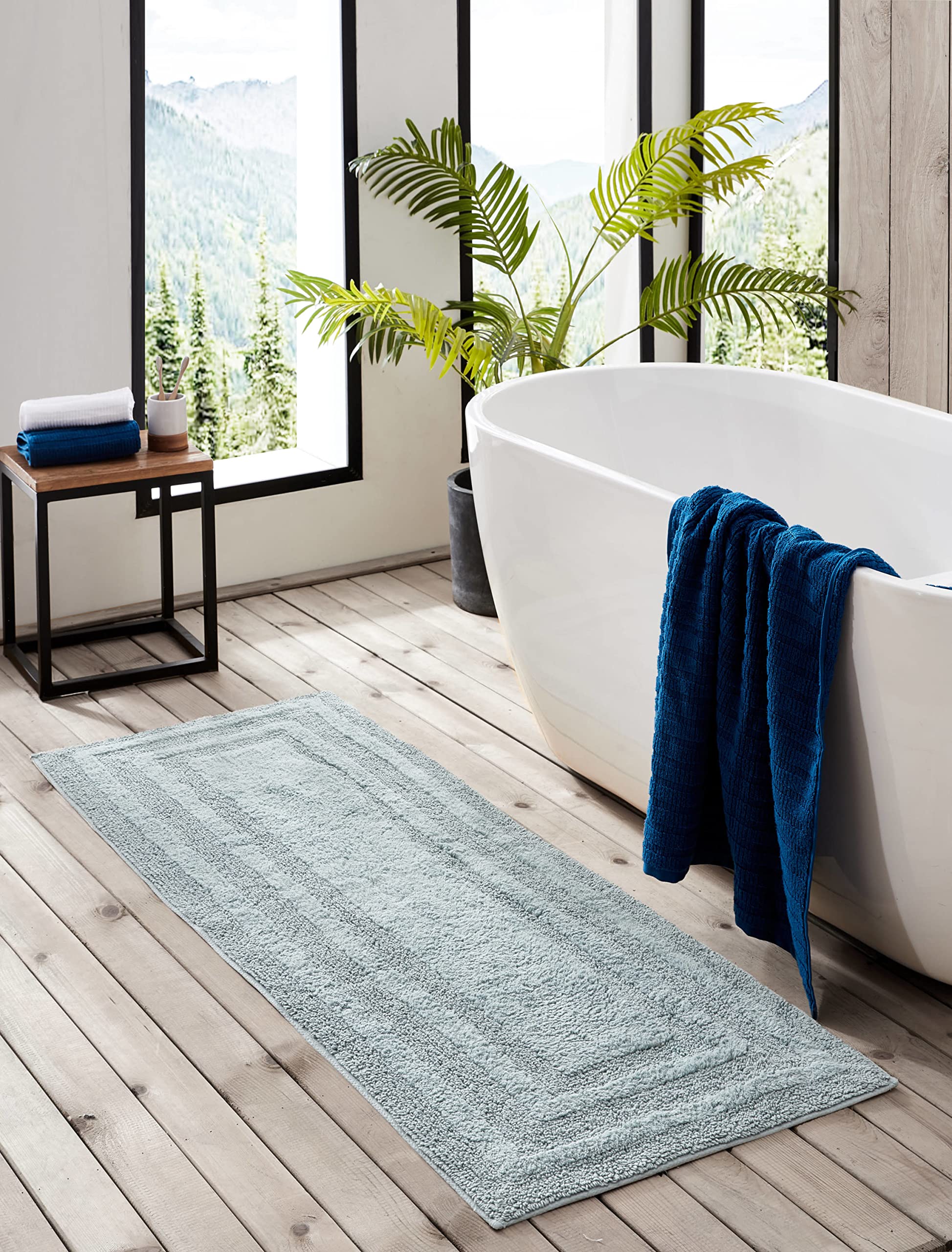 Eddie Bauer - Bathroom Rug Runner, Soft Tufted Cotton Bathroom Decor, Super Absorbent & Quick Dry (Logan Green, 60'' X 22'')