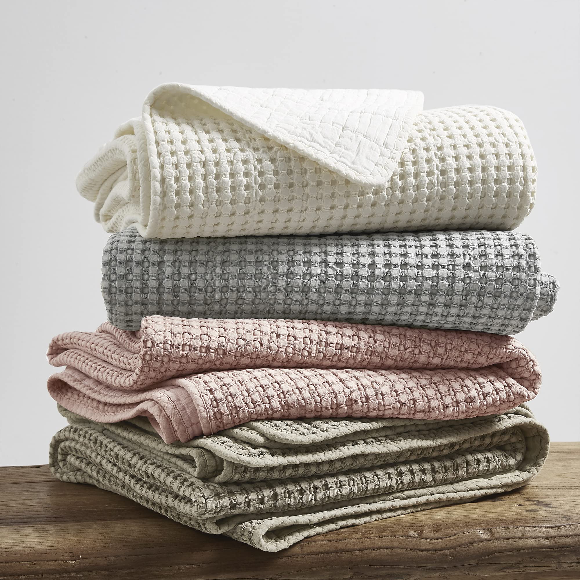 Levtex Home - Mills Waffle - Throw - Grey Cotton Waffle - Throw Size 50 X 60In