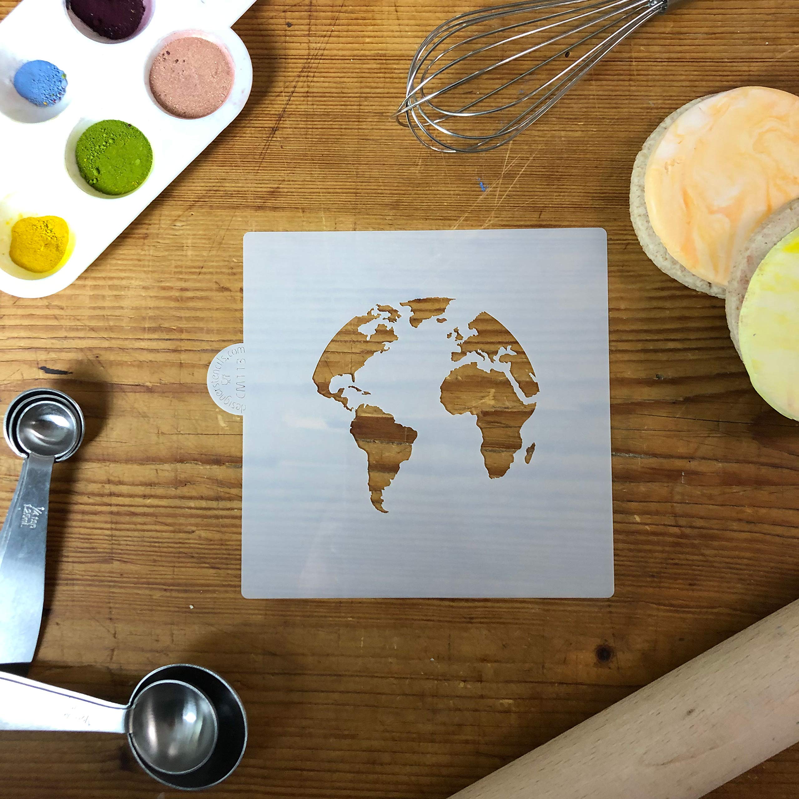 World Map (Globe) Cookie And Craft Stencil | World Map Cake Stencil Airbrush Painting Cookies | Cake Decorating Stencil World Ma