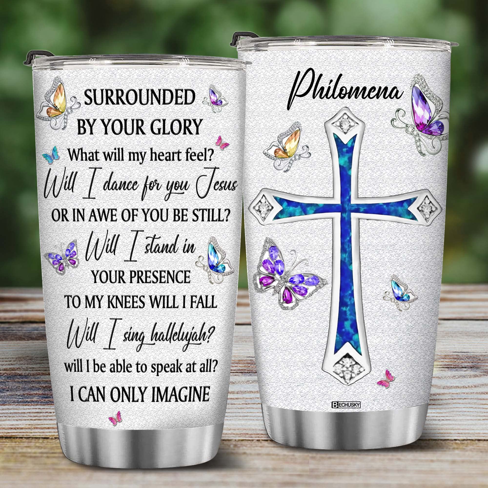 Bechusky Personalized Birthday Gifts For Women Mom Friend Christian Gifts Religious Cross Gifts For Women Cup Bible Faith Gift F