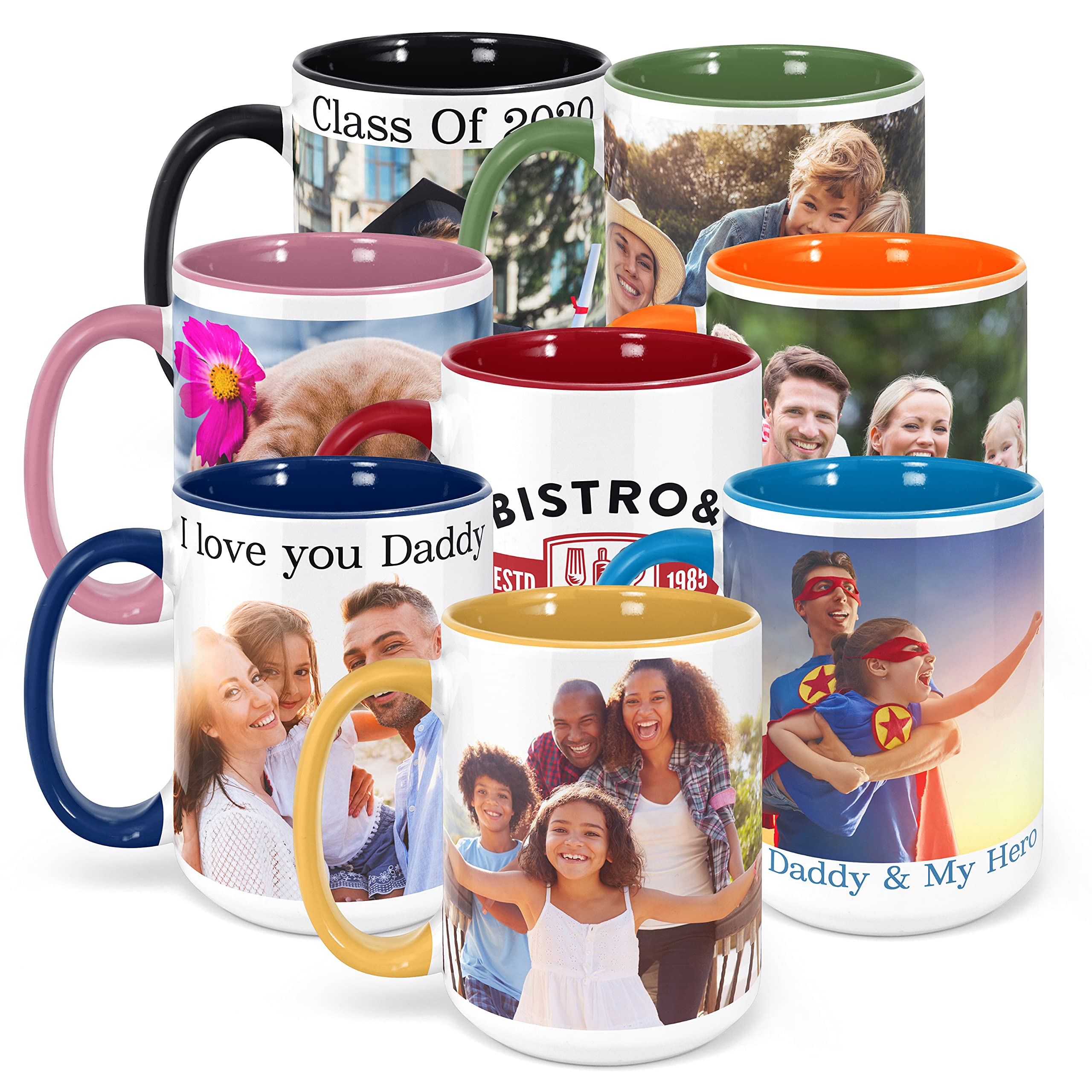 Custom Photo Coffee Mug, Sky Blue, 11 Oz Or 15 Oz Personalized Mug With Picture, Text - Photo Gifts, Custom Mug, Taza Personaliz
