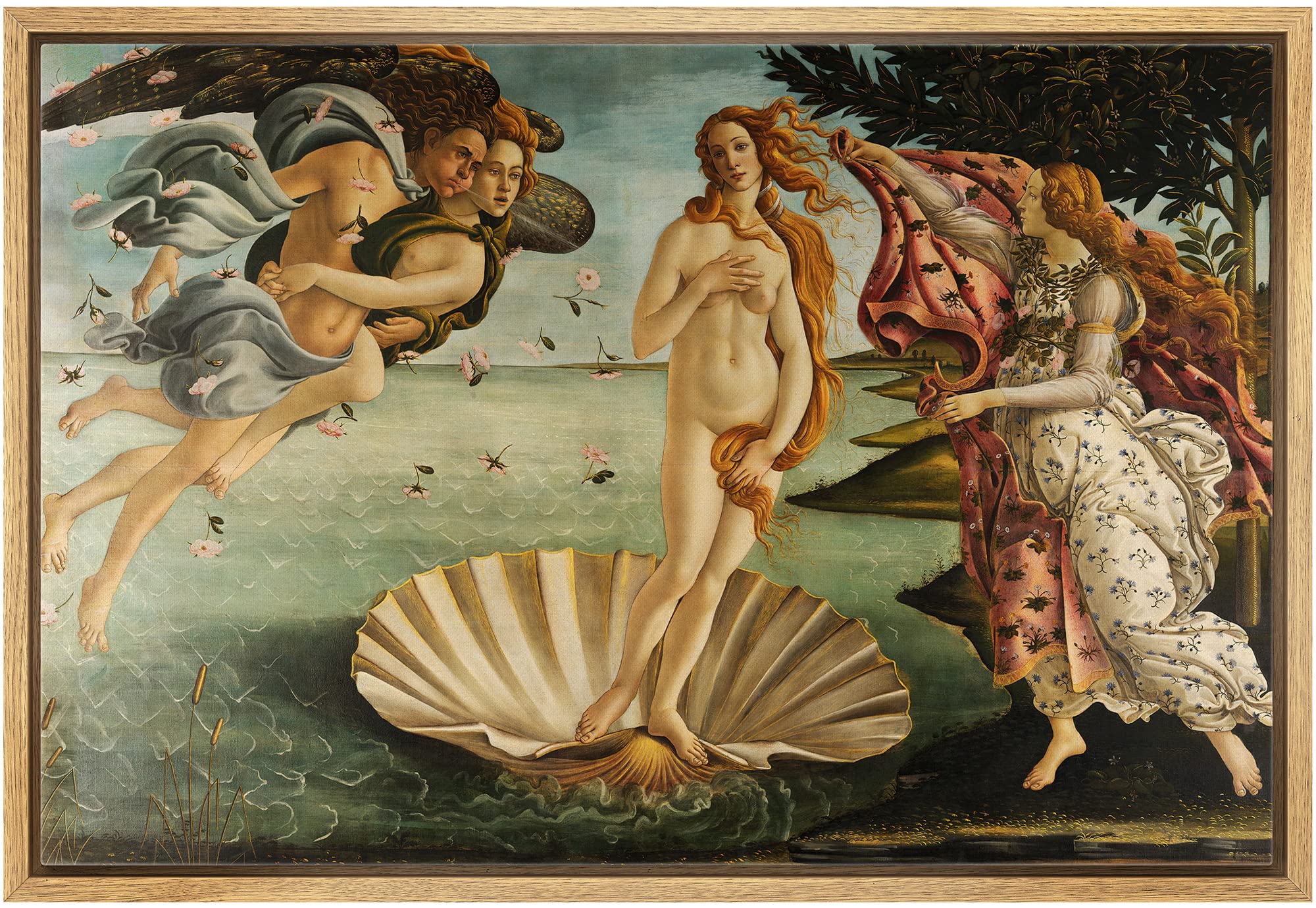 Wall26 Birth Of Venus By Botticelli Giclee Framed Canvas Prints Wrapped Gallery Wall Art, Stretched & Framed Ready To Hang - 24'