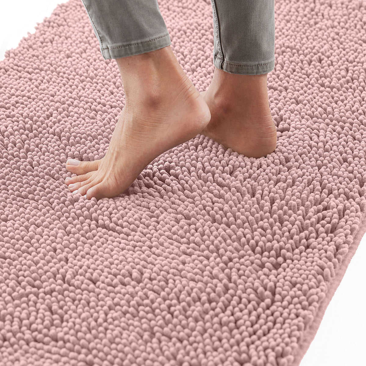 Gorilla Grip Bath Rug, 44X26, Thick Soft Absorbent Chenille Rubber Backing Bathroom Rugs, Microfiber Dries Quickly, Shaggy Machi