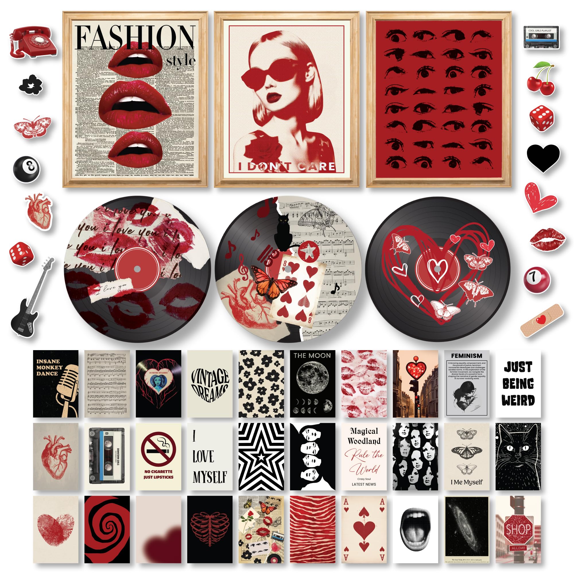 97 Decor Downtown Girl Room Decor Y2K Posters - Red Downtown Girl Aesthetic Pictures, Y2K Room Decor 2000S Coquette Collage, Ret