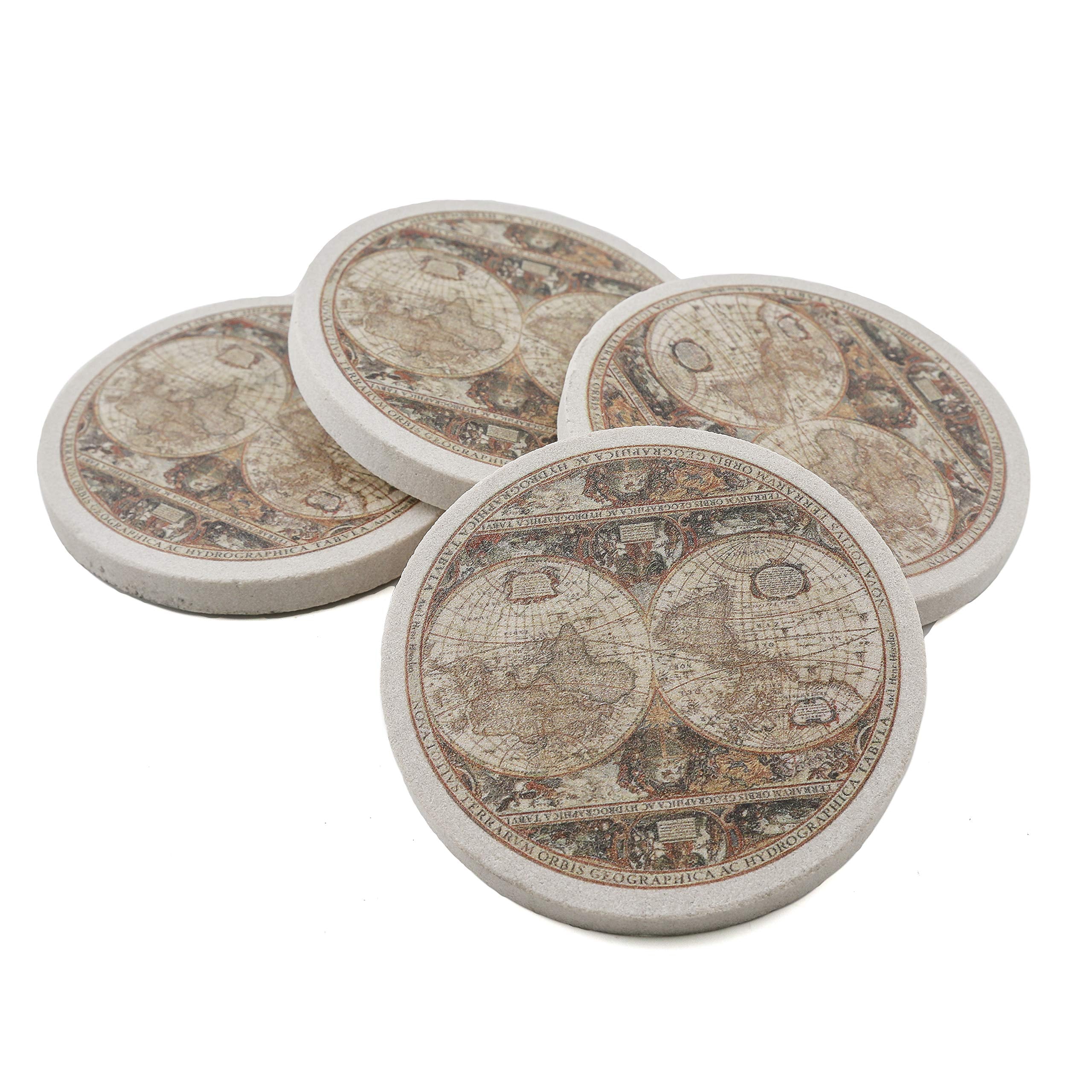 Thirstystone Old World Passages Natural Sandstone Coaster 4 Pack Eco-Friendly  Absorbent  Easily Wipes Clean
