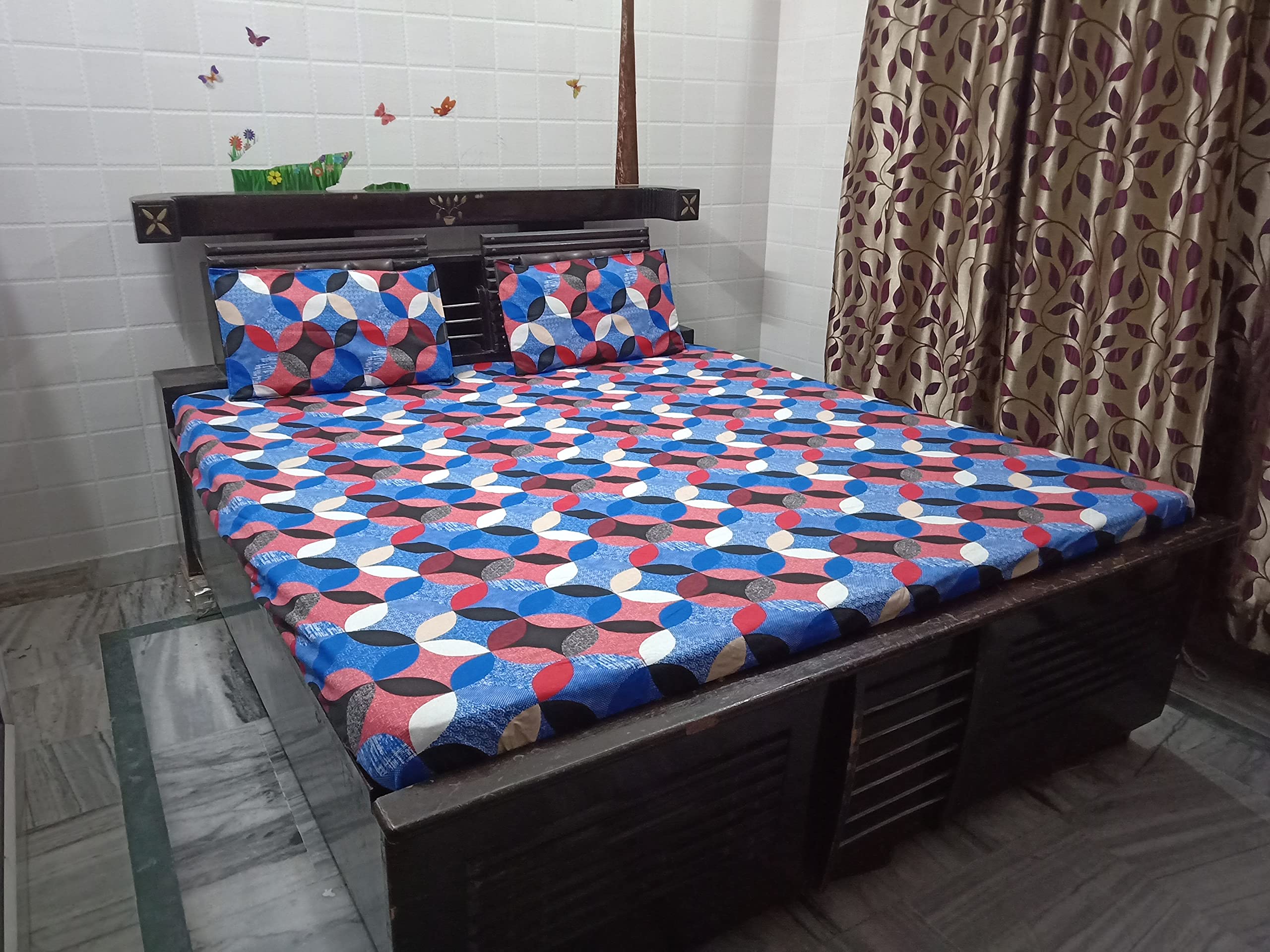 BhaiJis Elastic Fitted BedSheets 100% Pure Cotton (Green)