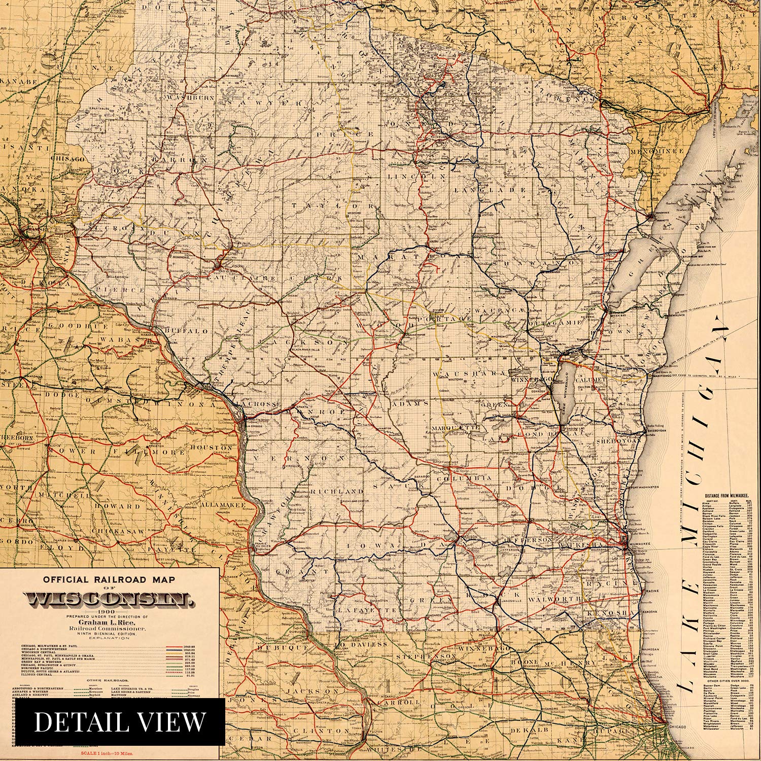 Historix Vintage 1900 Wisconsin Map Poster - 24X30 Inch Vintage Wisconsin Map Wall Art - Old Wisconsin State Map - Historic Wisc