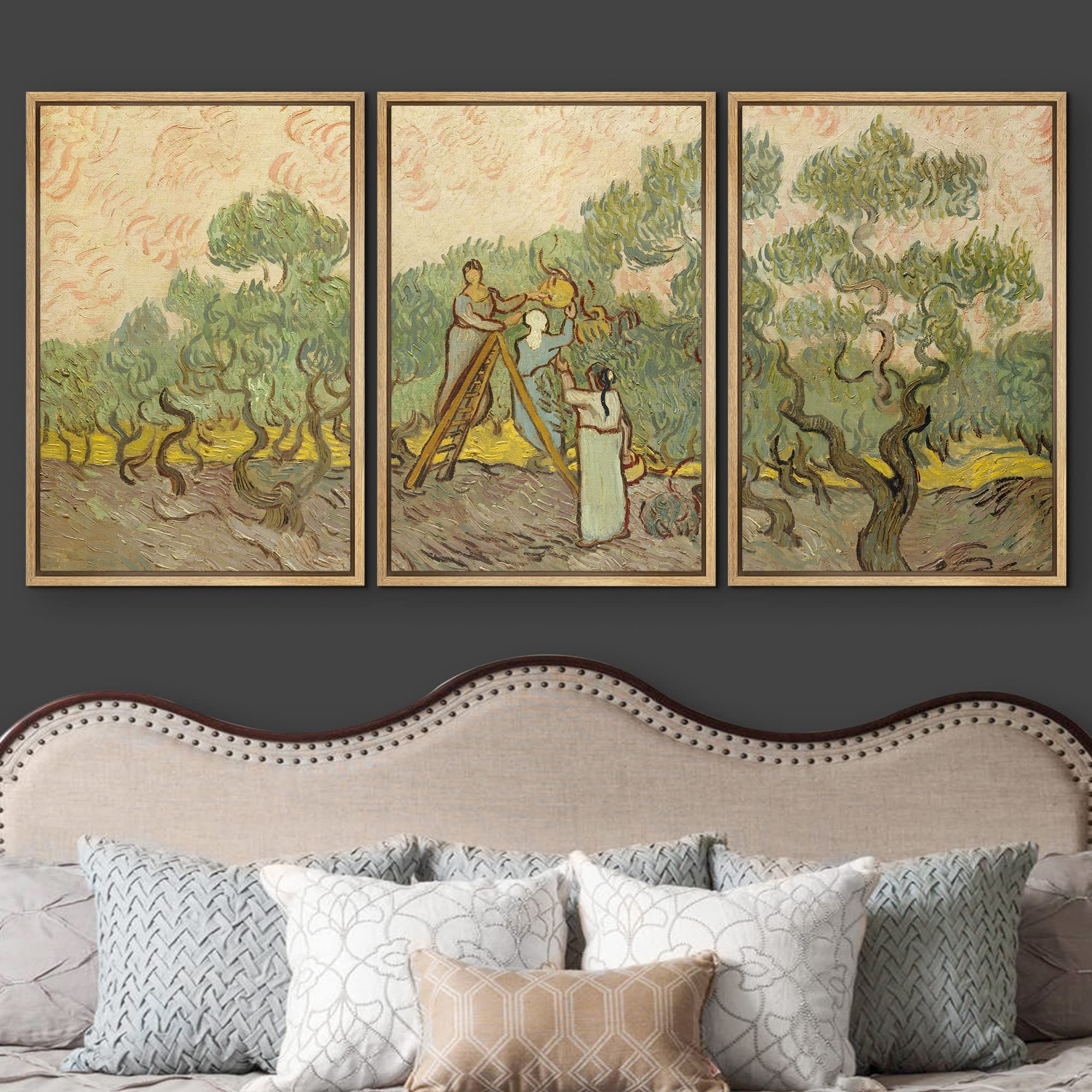 Wall26 Framed Canvas Print Wall Art Set Women Picking Olives By Vincent Van Gogh Nature Wilderness Illustrations Fine Art Relax/