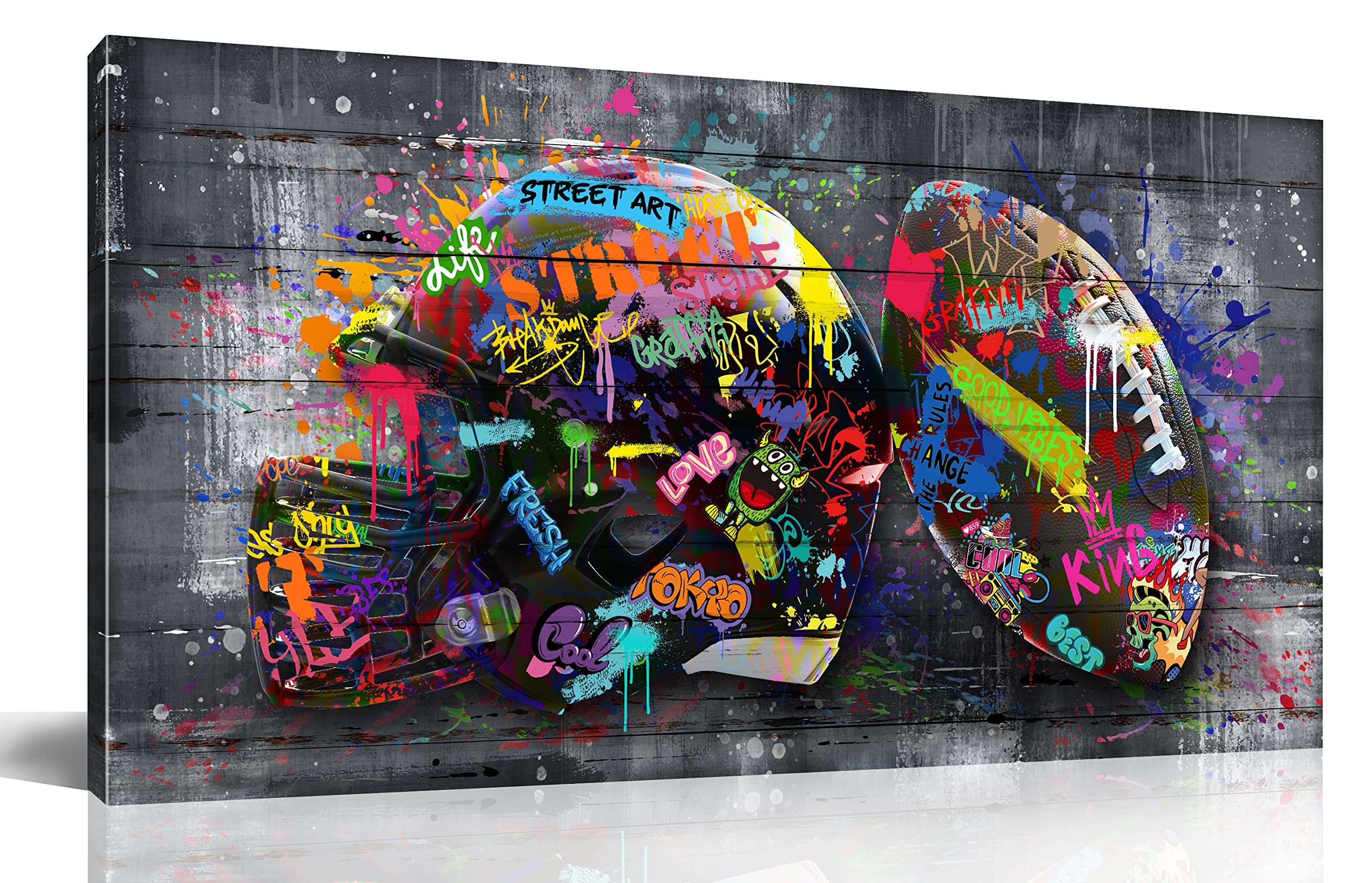 Sixttart American Football Posters For Boys Bedroom - Graffiti Rugby Ball Canvas Wall Art For Office - Sports Posters Wall Decor