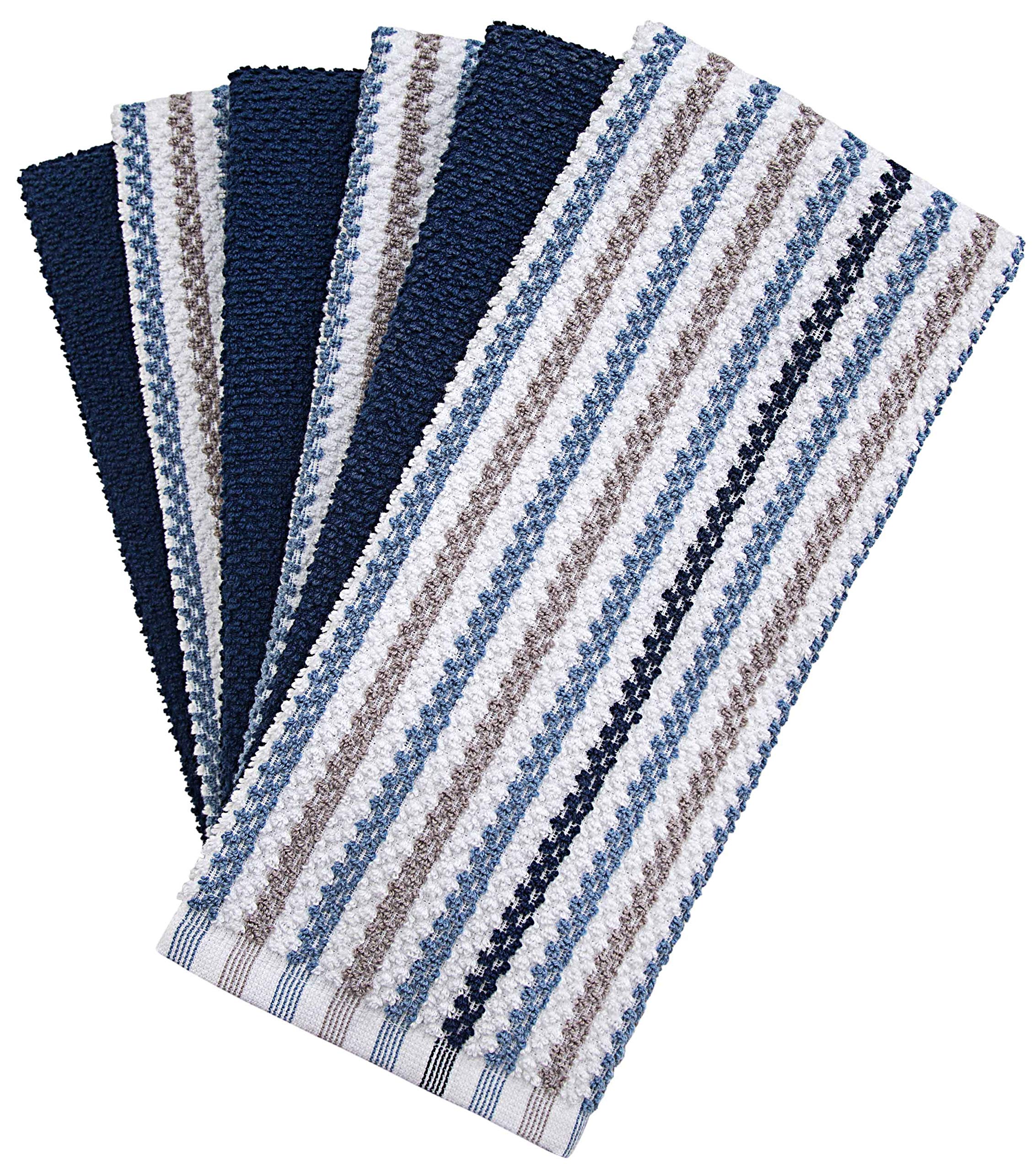 Premium Kitchen Towels (16   X 26   , 6 Pack) | Large Cotton Kitchen Hand Towels | Popcorn Striped Design | Dish Towels | 430 Gs