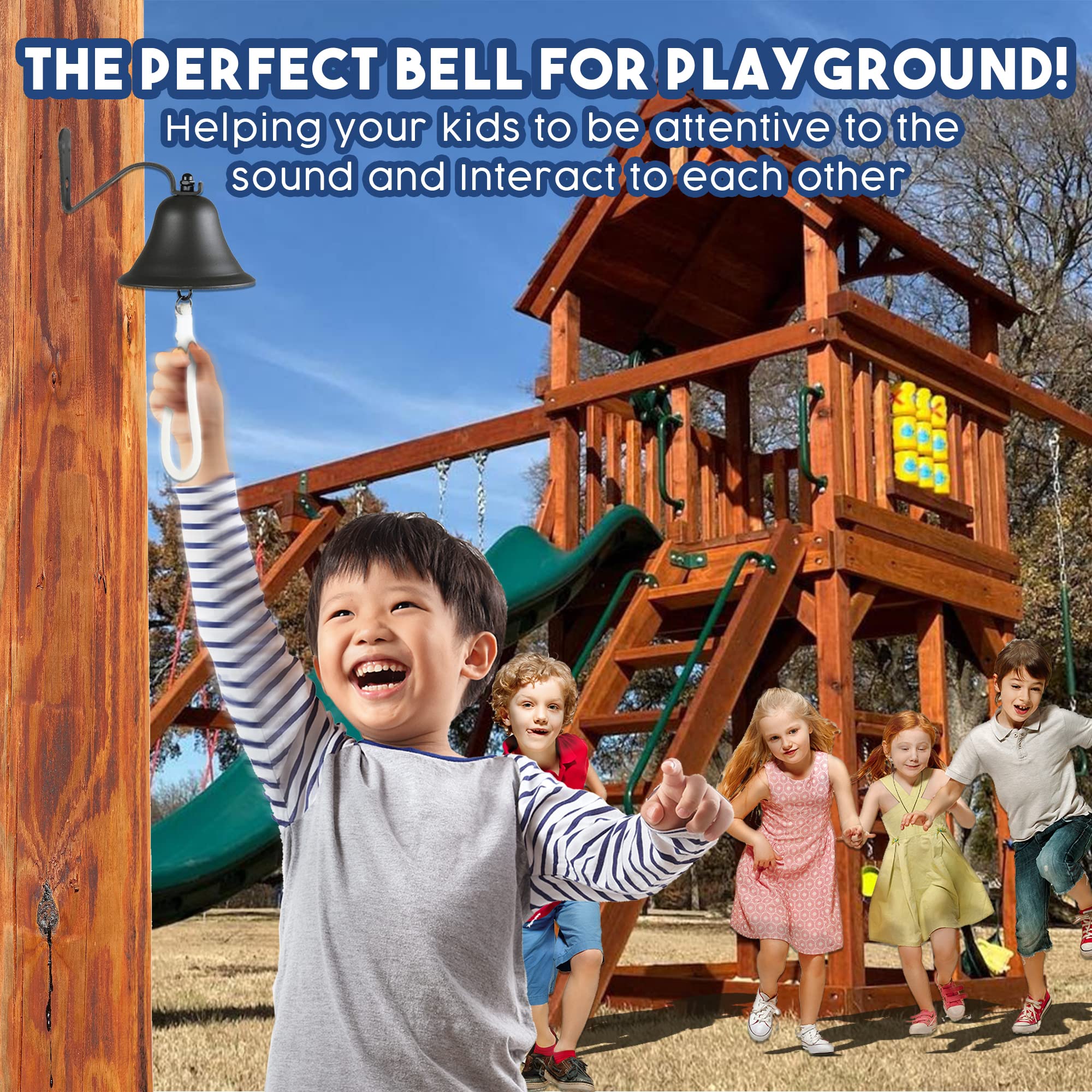 Upstreet s Outdoor & Indoor Dinner Bell - Large Cast Iron Bell, Ideal for Wall or Hanging, Suitable for Home, School or Church