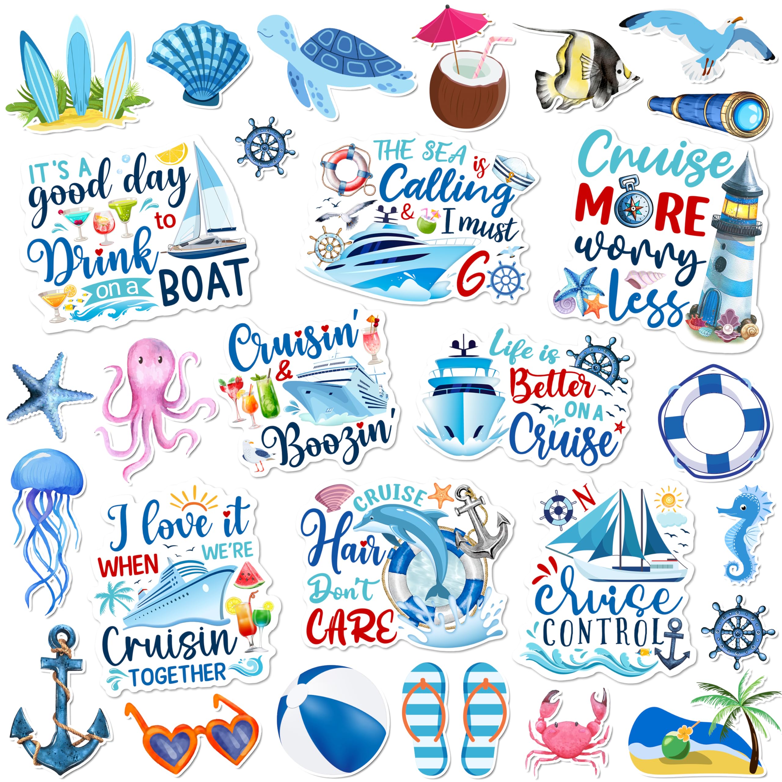 Cruise Door Magnets Decoration 27 Pcs, Summer Beach Cruise Ship Door Decoration Magnetic Refrigerator Car Stickers, Sea Navigati