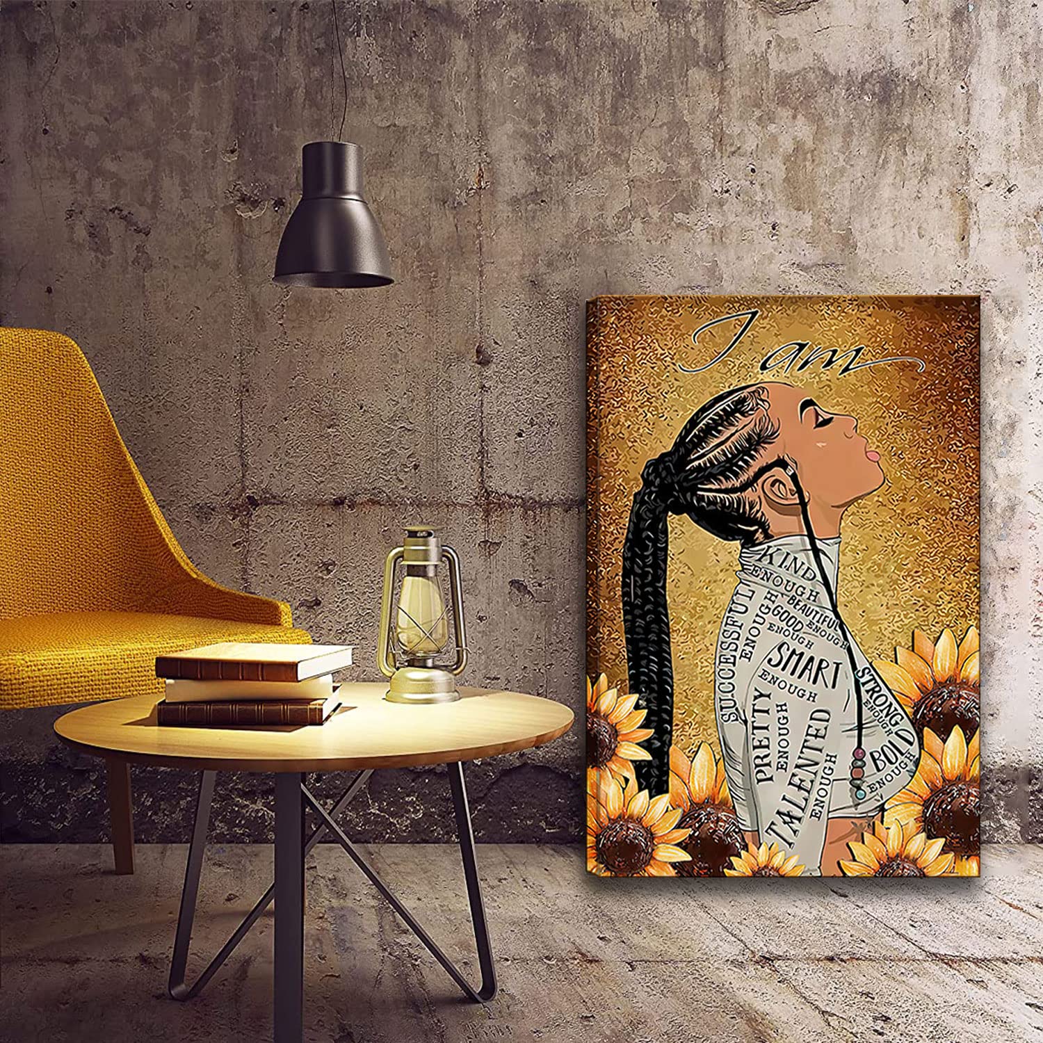 Framed Black Women Girl Wall Art Teen Black Girl Pictures Black Girl Inspirational Poster African American Wall Art for Black Girls Bedroom Wall Decor Ready to Hang16*24''