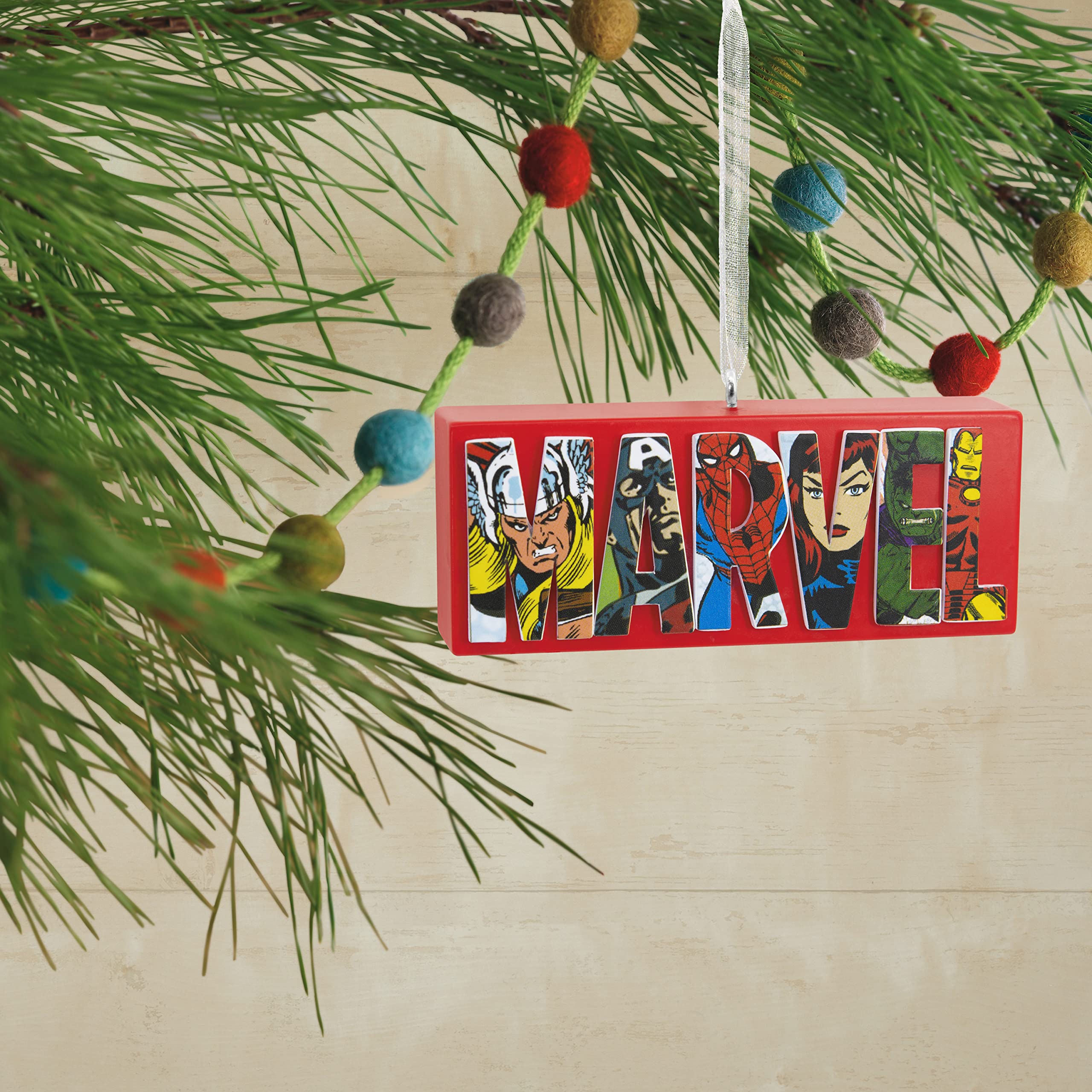 Hallmark Marvel Comics Heroes and Villains Logo Resin, Christmas Ornament