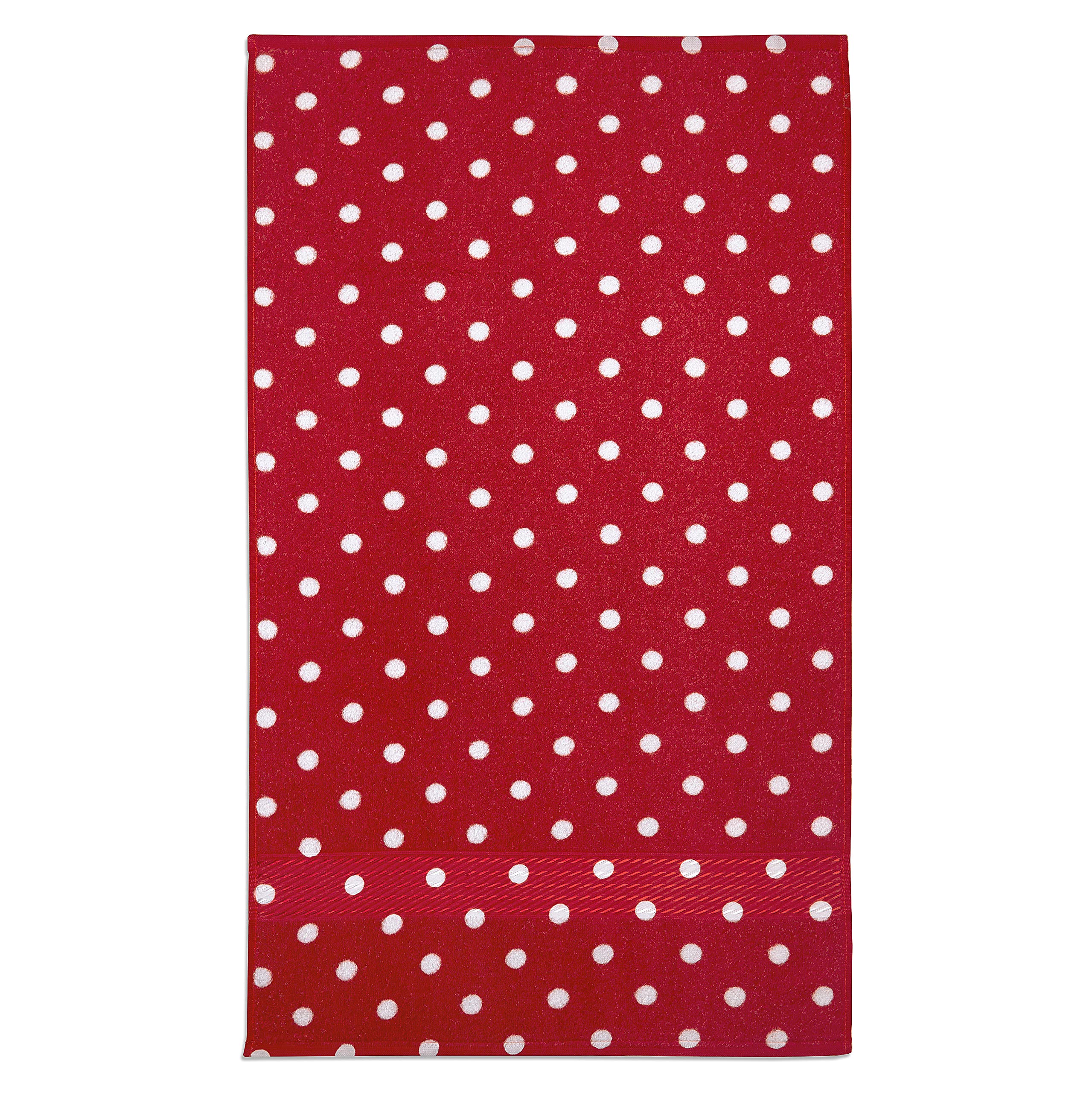 Cackleberry Home Polka Dot Bathroom Cotton Terry Hand Towels 20 X 30 Inches, Set Of 2 (Crimson Red)