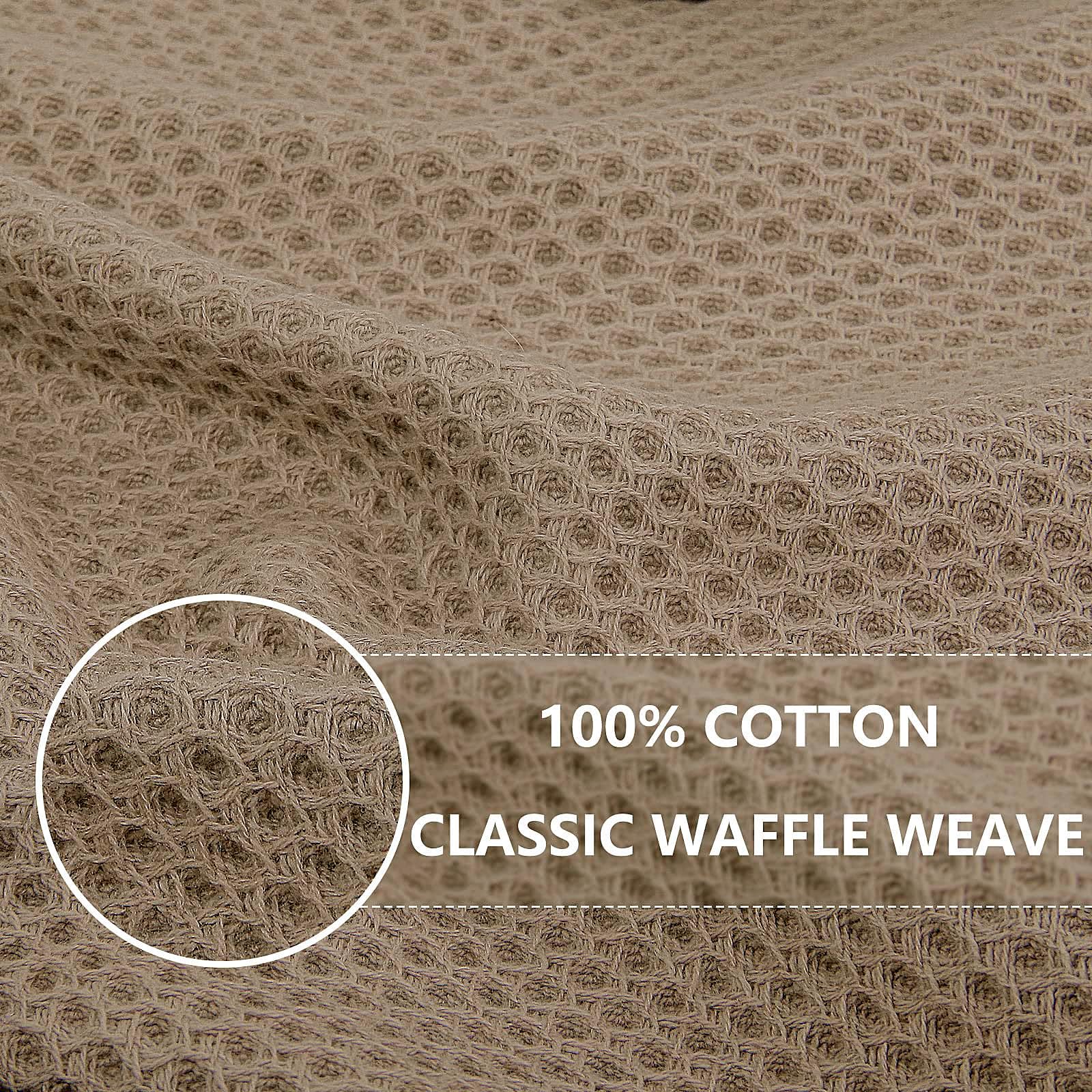 Homaxy 100% Cotton Waffle Weave Kitchen Dish Cloths, Ultra Soft Absorbent Quick Drying Dish Towels, 12 x 12 Inches, 6-Pack, Tan