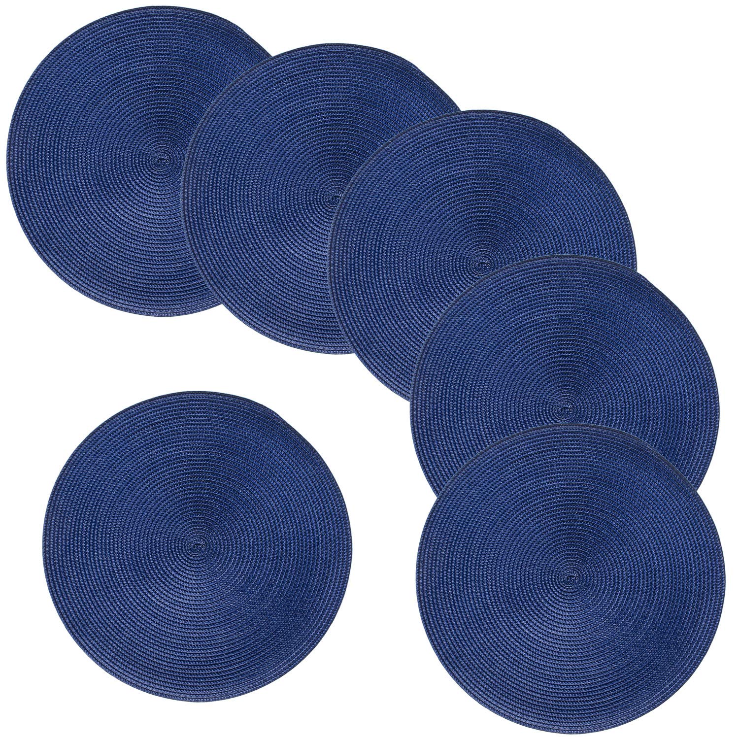 Ahhfsmei Round Braided Placemats 15 Inch Round Table Mats For Dining Tables Natural Woven Heat Resistant Place Mats Set Of 6 (Tr
