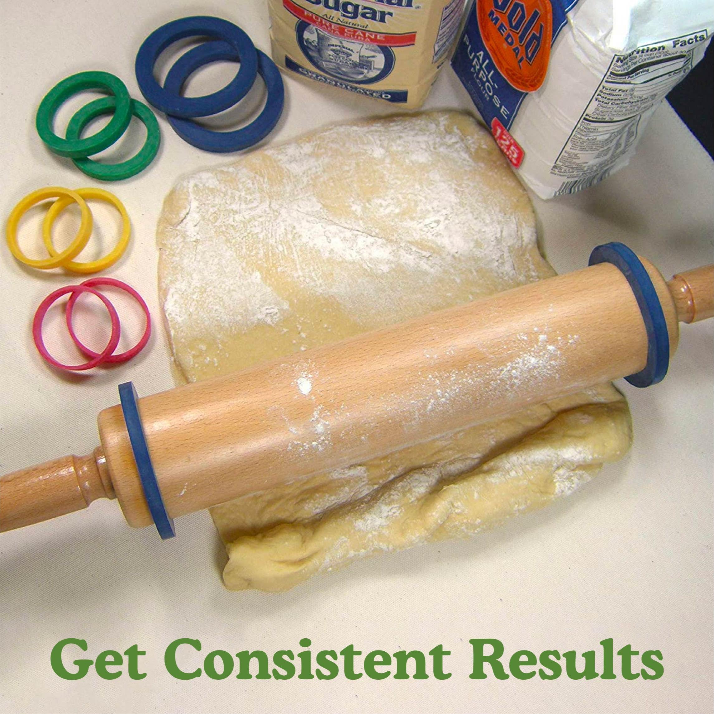 Regency Wraps Evendough Bands, Rolling Pin Rings For Rolling Dough To Precise Thickness For Pizza, Pies, Pastries, Pasta, Set Of