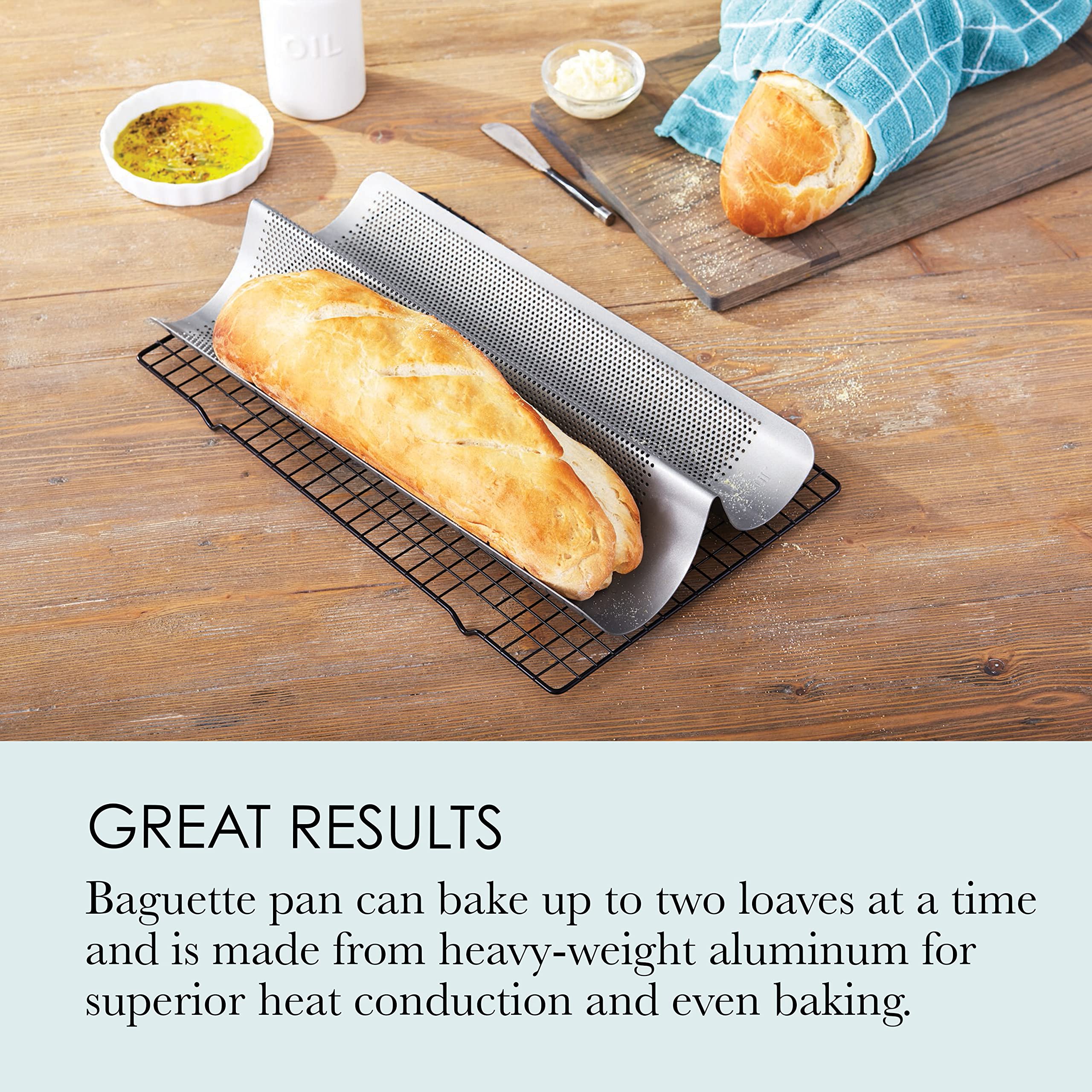 Chicago Metallic Commercial Ii Non-Stick Perforated French Bread Pan, Perfect For Creating A Crisp, Golden-Brown Crust,
