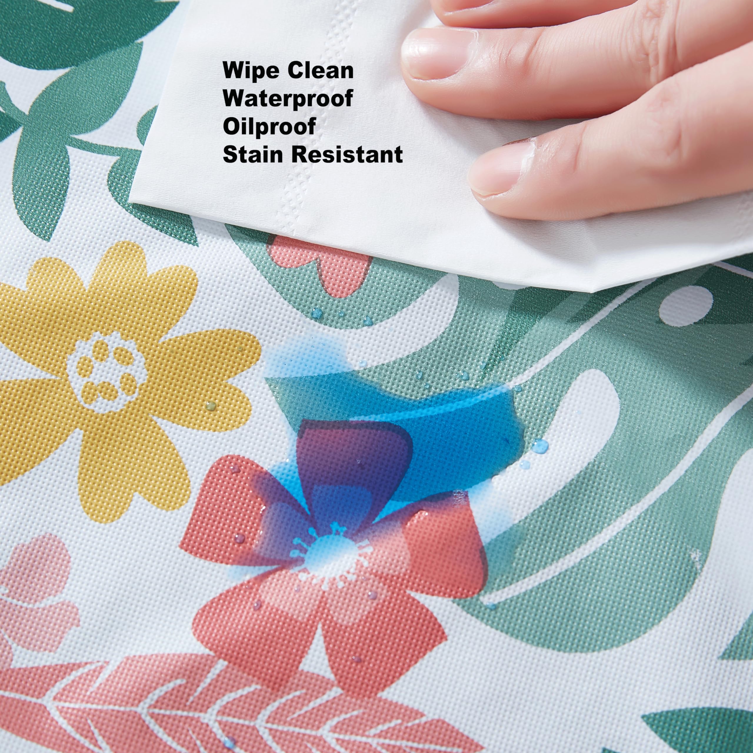 Newbridge Oval Flannel Back Vinyl Tablecloth, 60 X 84 Inch, Palm Springs Tropical, Indoor/Outdoor Waterproof Vinyl Table Cloth,