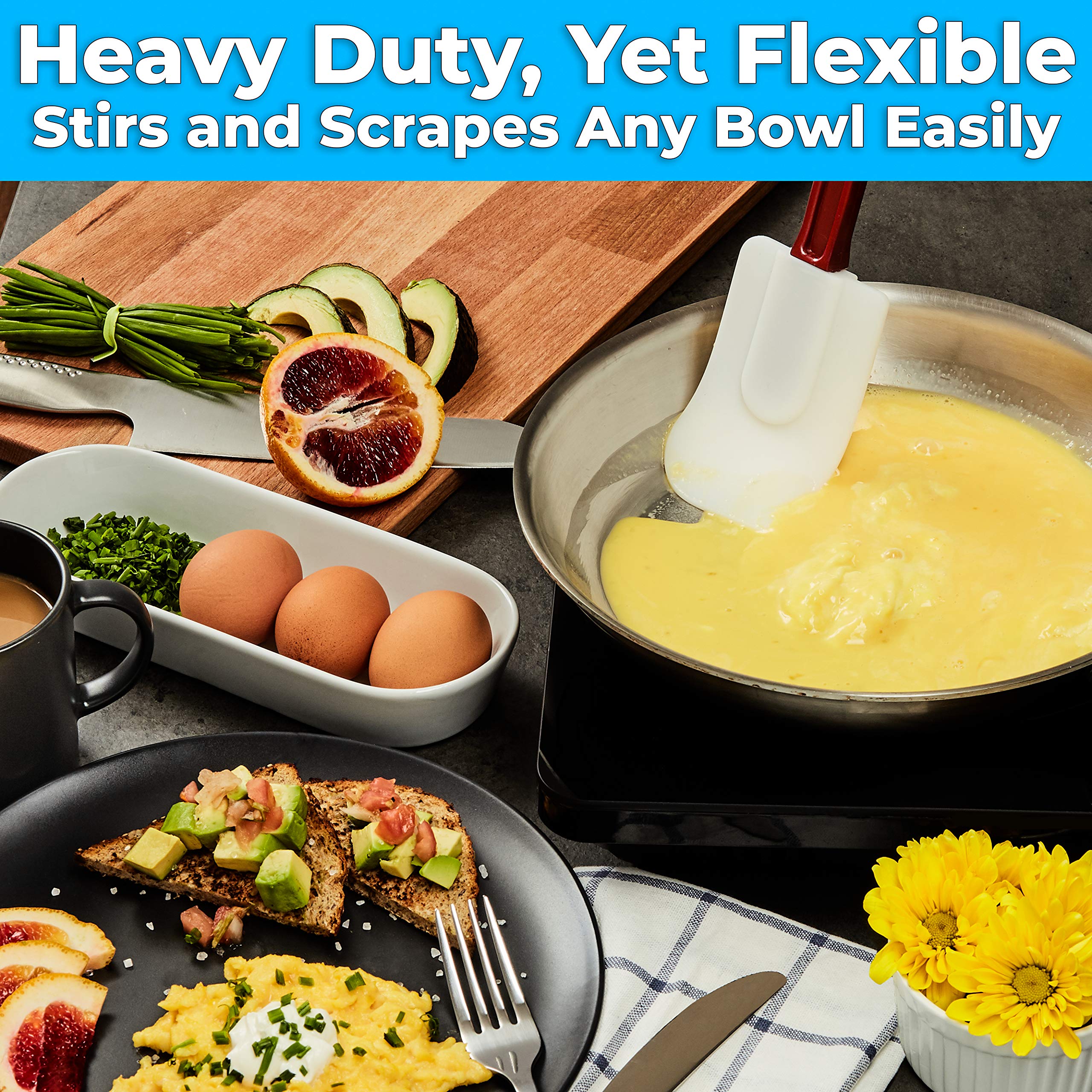 Pro Grade, Heavy Duty 14 In Silicone Spoonula. Long, Heat Resistant Scraper Perfect For Nonstick Cookware. Best Red And White Sp