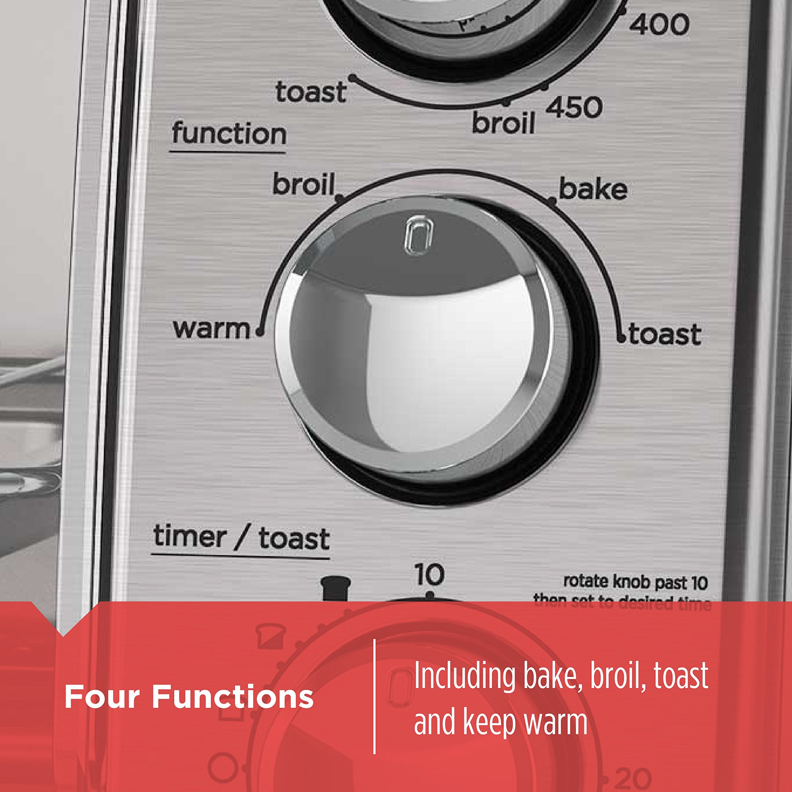 Black+Decker 4-Slice Toaster Oven, To1745Ssg-1A, Even Toast, 4 Cooking Functions Bake, Broil, Toast And Keep Warm, Removable Cru