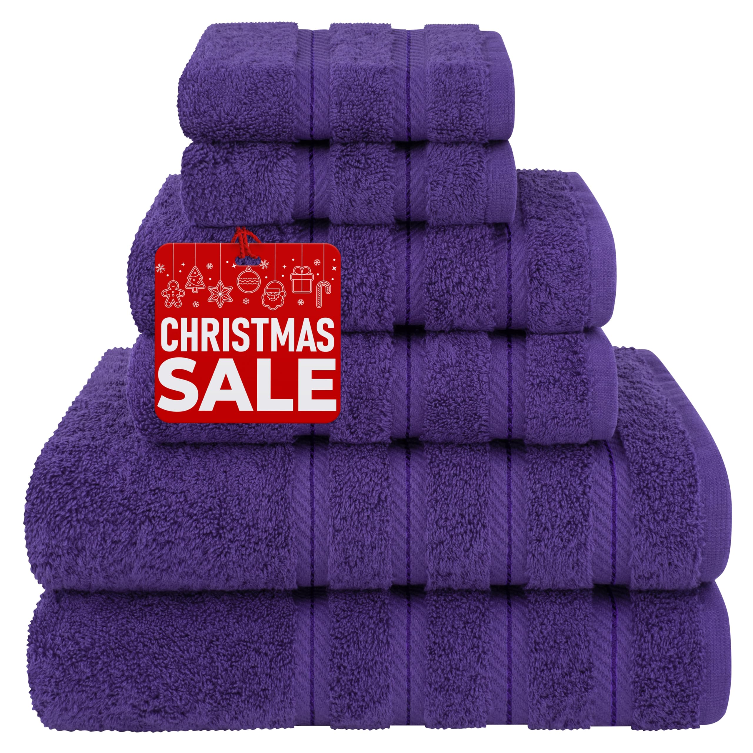 American Soft Linen Luxury 6 Piece Towel Set, 2 Bath Towels 2 Hand Towels 2 Washcloths, 100% Turkish Cotton Towels For Bathroom,