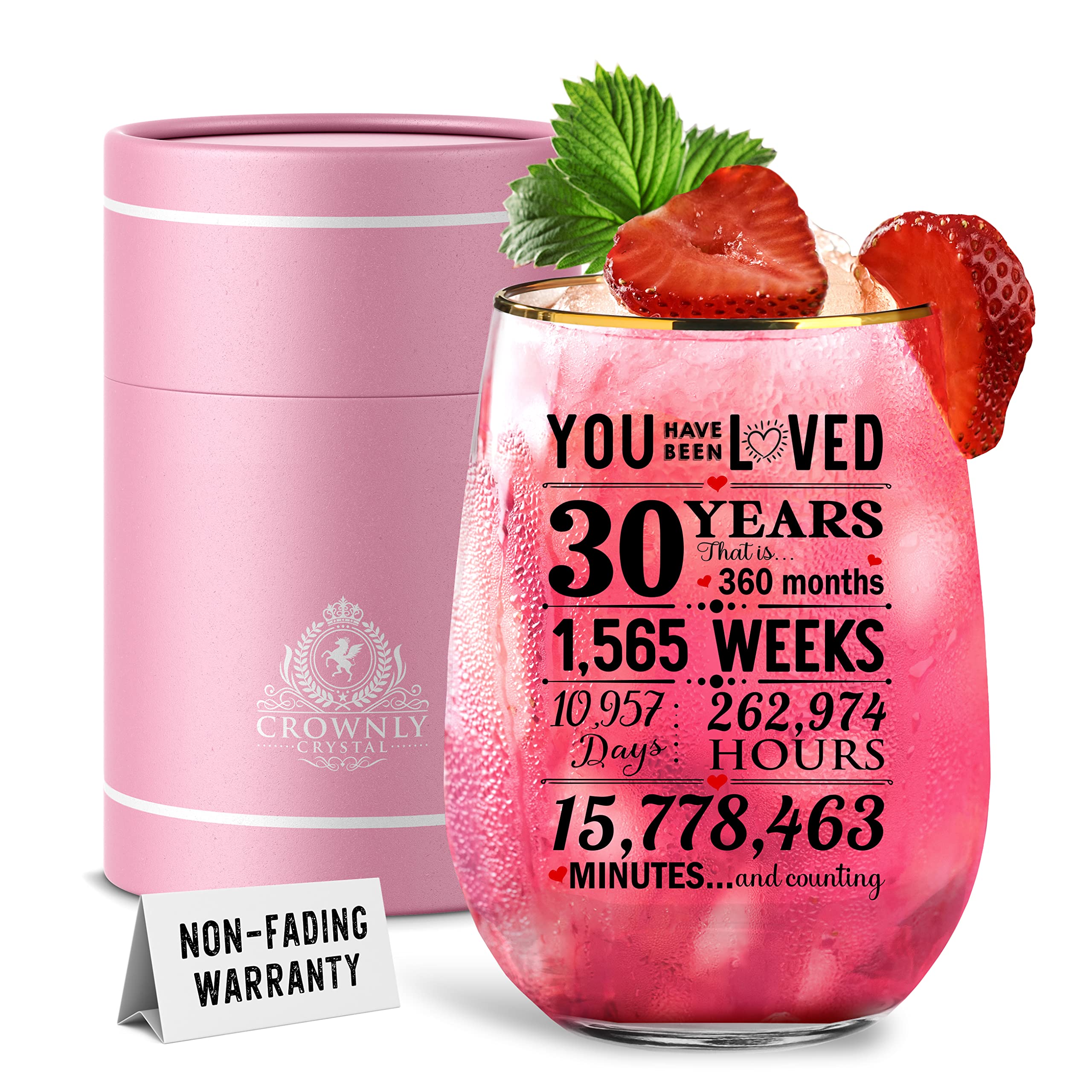 Kiesagift 30Th Birthday Gifts For Women Personalised Glass 30Th Birthday Decorations 30Th For Couple 30Th Gift For Women 30Th Bi