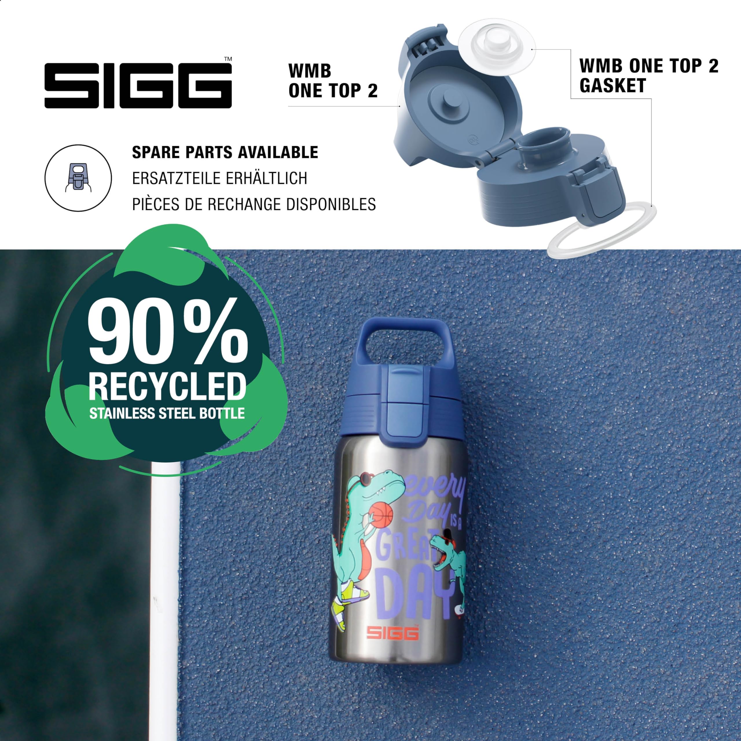 Sigg - Stainless Steel Kids Water Bottle - Shield Great Day - Suitable For Carbonated Beverages - Leakproof - Lightweight - Bpa