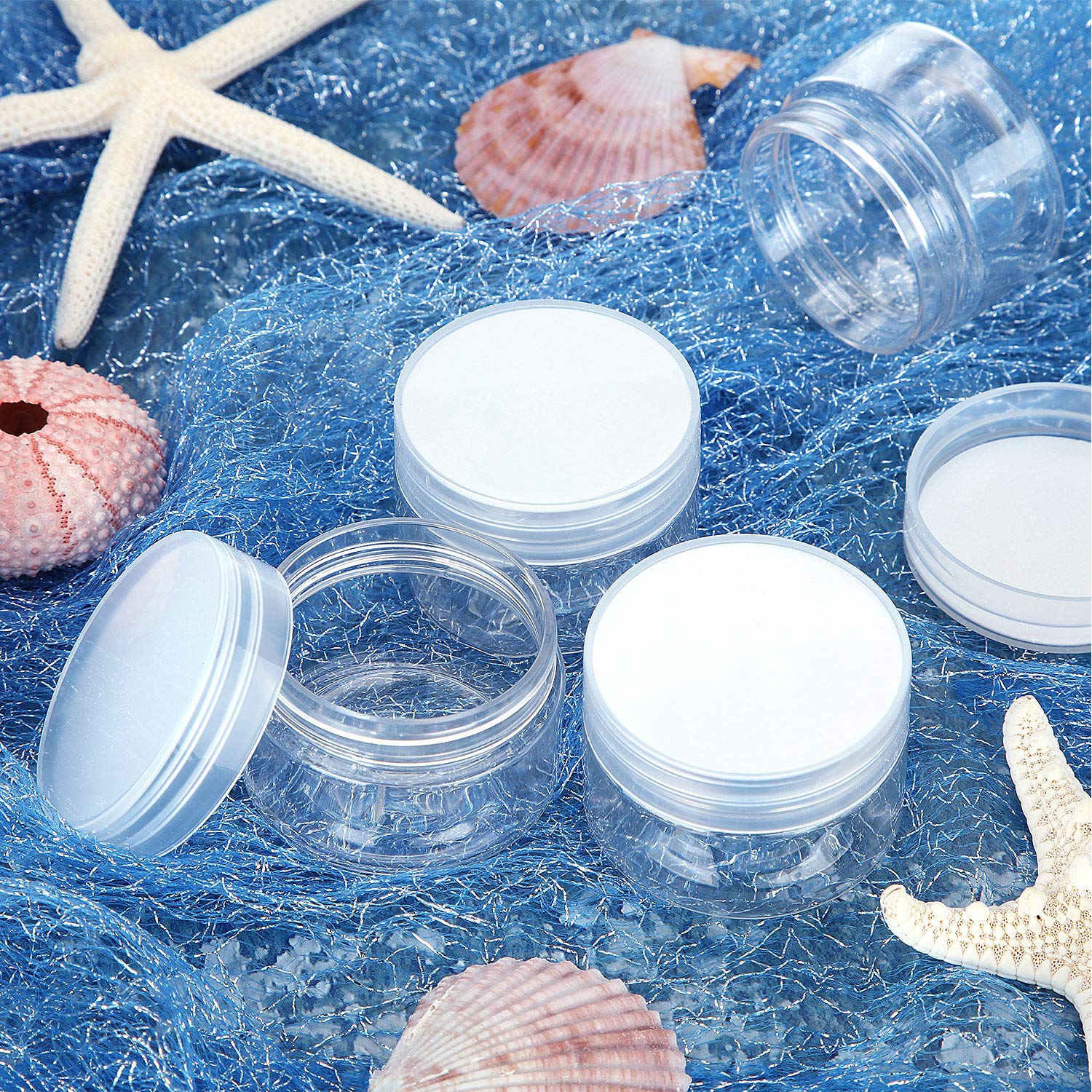 12 Pack Small Plastic Containers With Lids Clear Plastic Favor Storage Jars Wide Mouth For Beauty Products(1 Ounce, Clear)