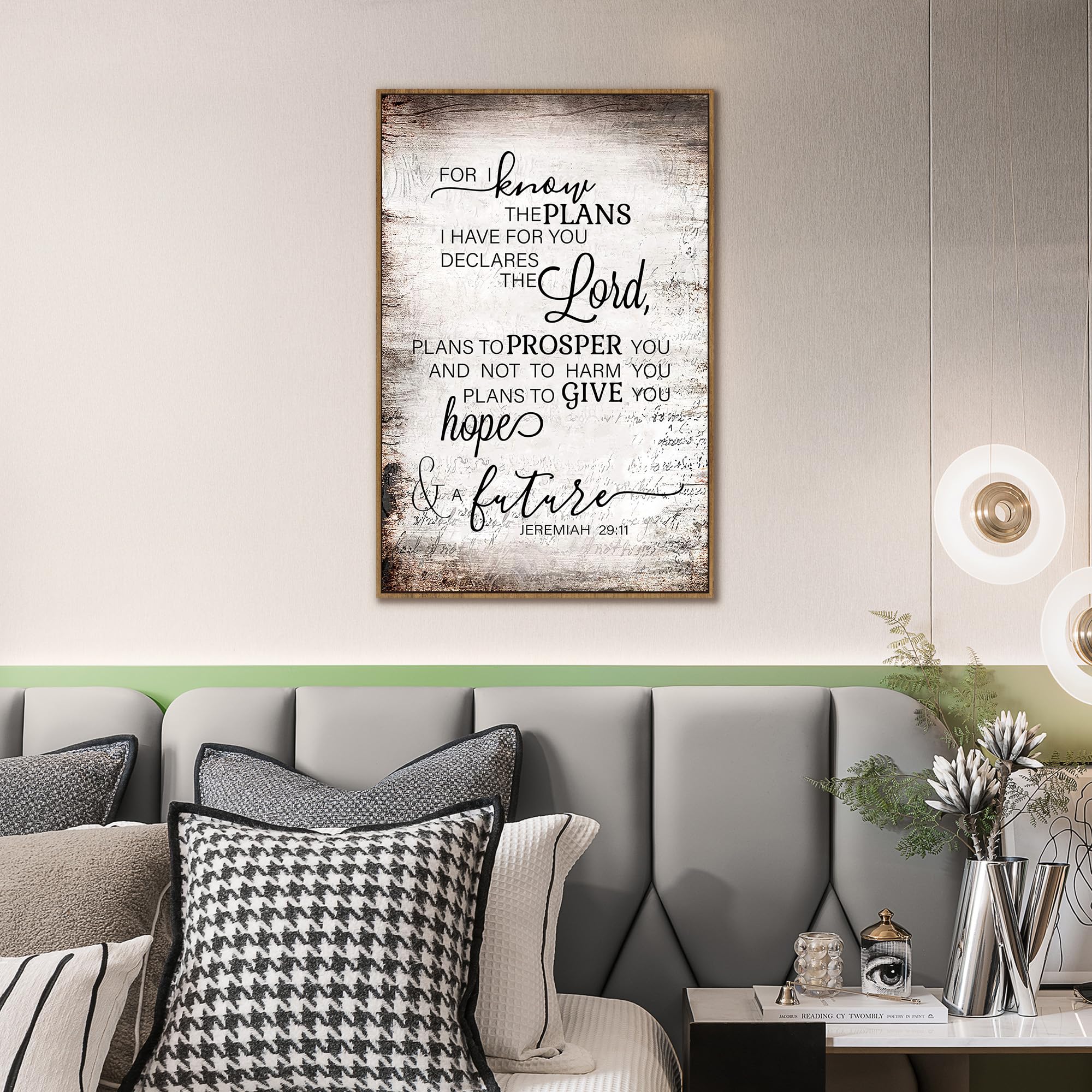 Phamte Christian Jeremiah 29:11 Wall Art Framed, Christian For I Know The Plans I Have For You Wall Art Decor, Bible Verse Scrip
