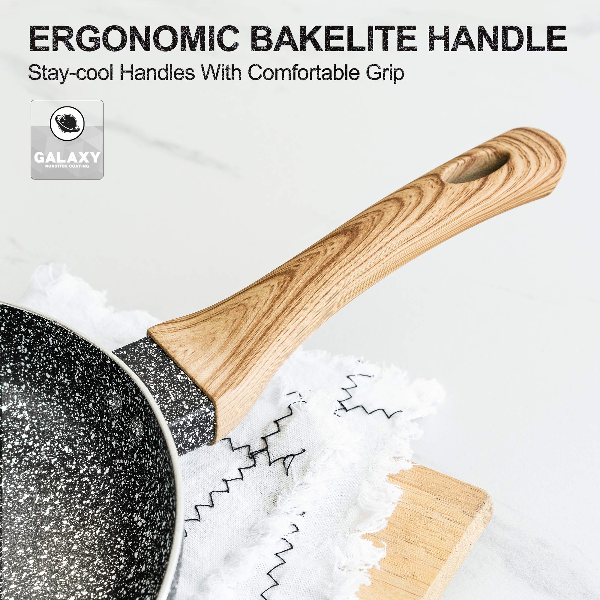 MICHELANGELO Frying Pan Set  8''+9.5''+11'' Stone Frying Pans With 100% APEO & PFOA-Free Stone Coating  Fry Pan Set Bakelite Handle  Nonstick Frying Pans  Nonstick Pans Set  Stone Skillets 3 Piece