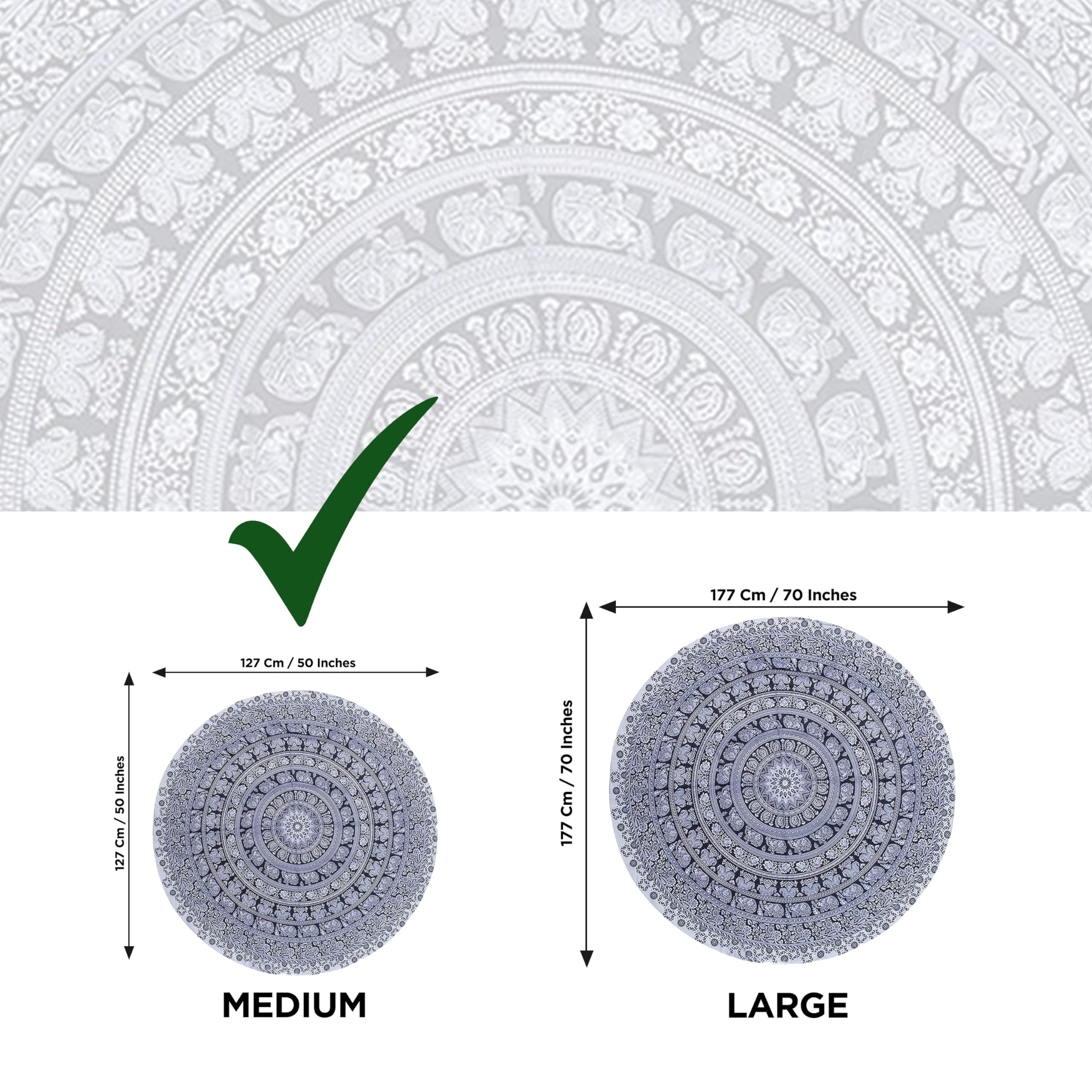 Raajsee Black White Round Beach Tapestry Hippie/Boho Beach Blanket Mandala Roundie/Indian Cotton Throw - Round Table Cloth/Home