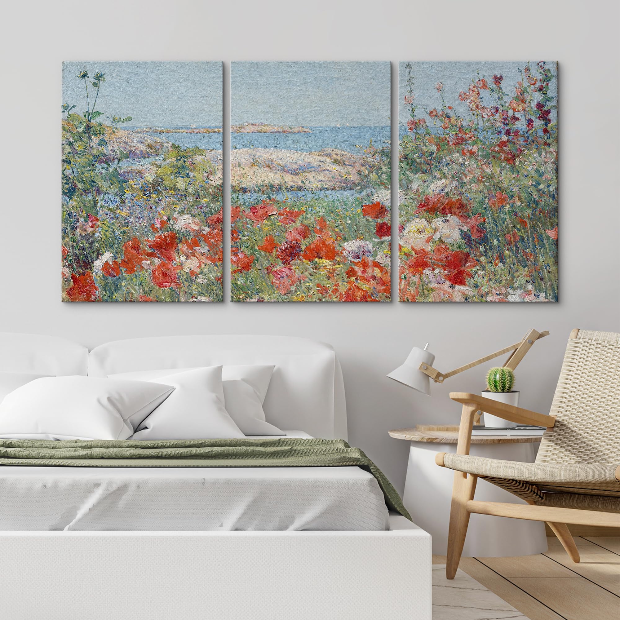 Wall26 Canvas Print Wall Art Set Watercolor Pastel Flower Field Coastal Landscape Nature Wilderness Illustrations Modern Art Dec